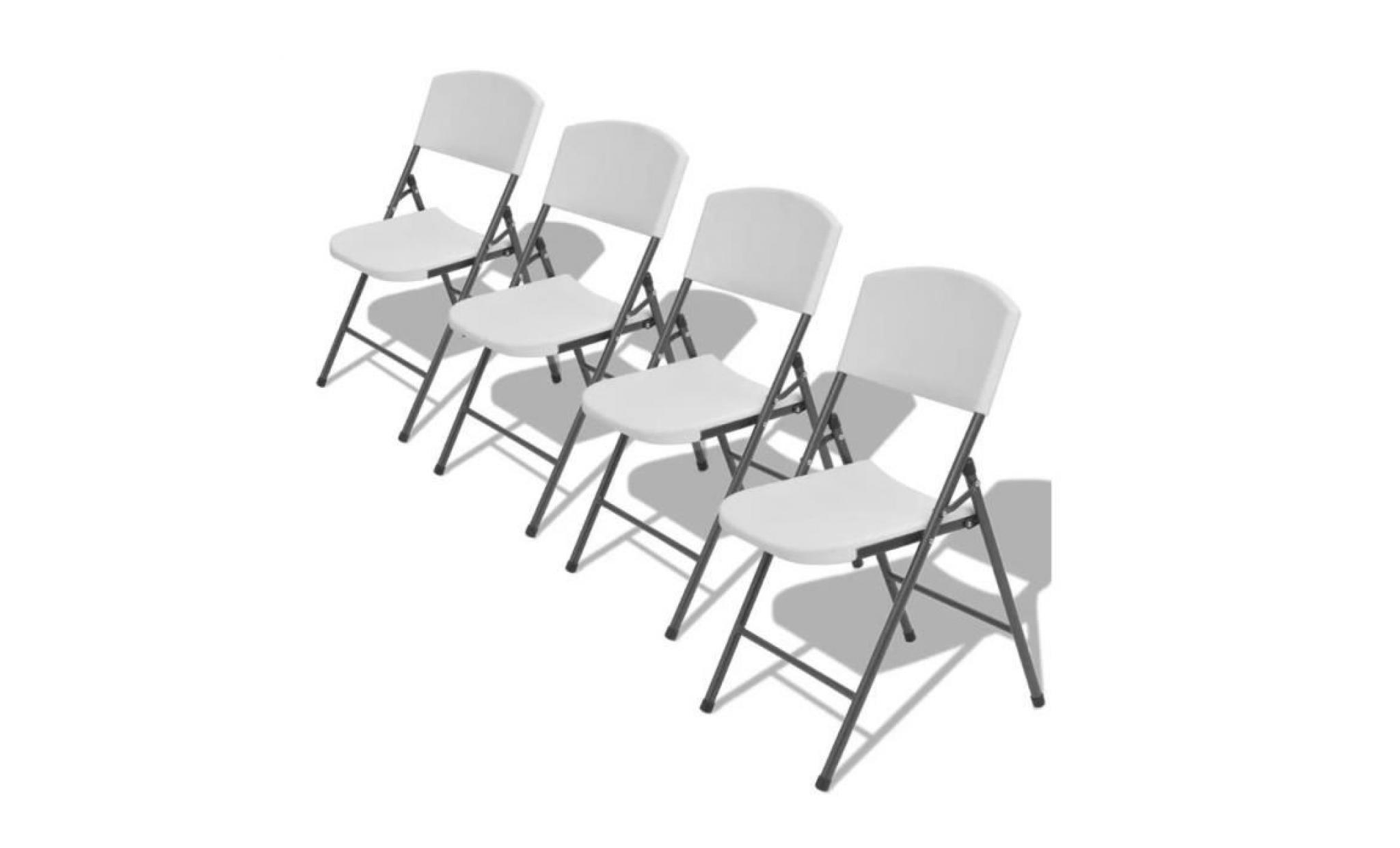 chaises pliables blanches pour intérieur  extérieur ou jardin pieds en acier