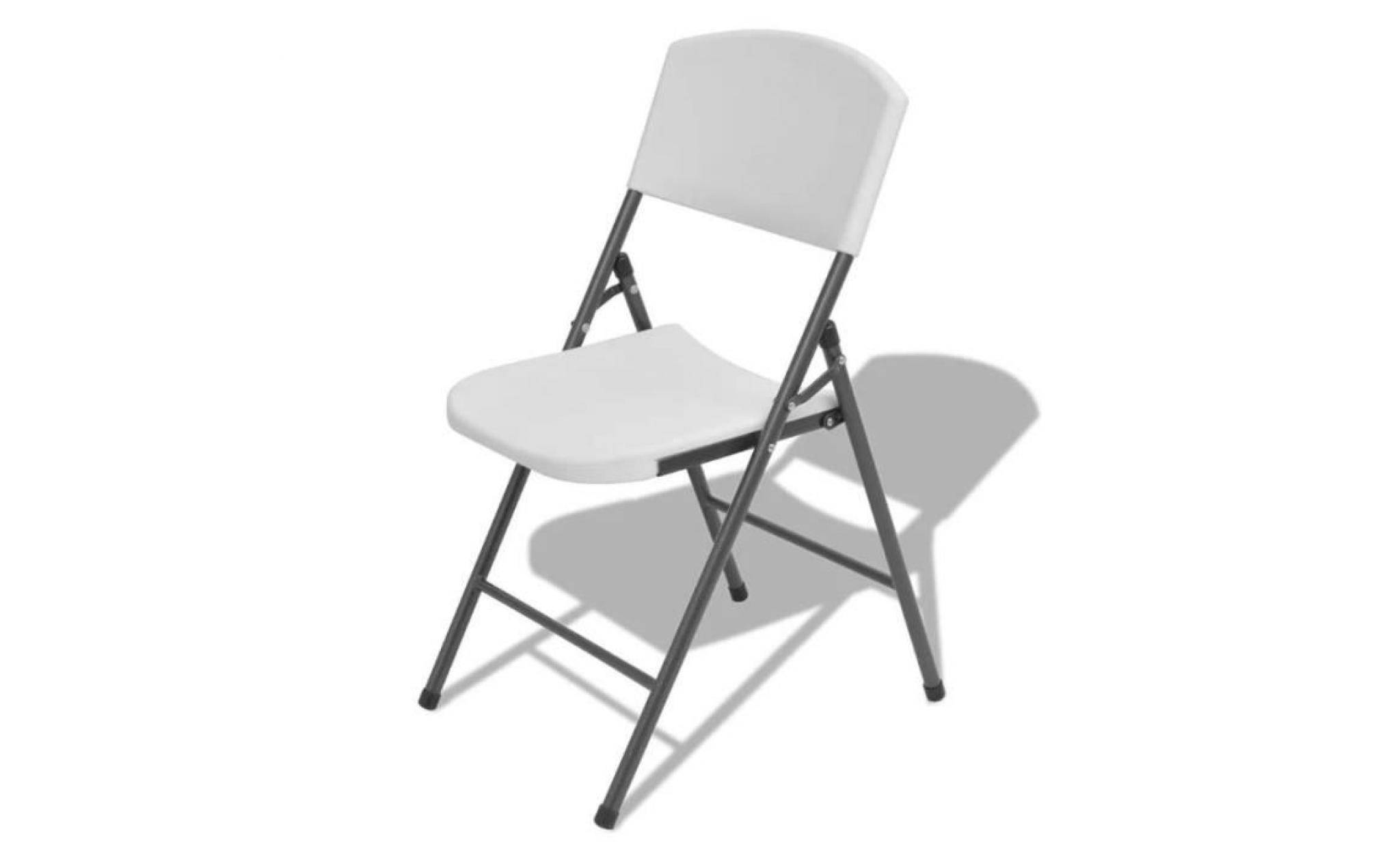 chaises pliables blanches pour intérieur  extérieur ou jardin pieds en acier pas cher