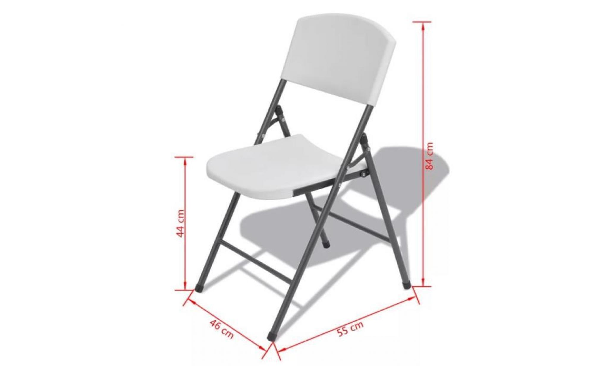 chaises pliables blanches pour intérieur  extérieur ou jardin pieds en acier pas cher