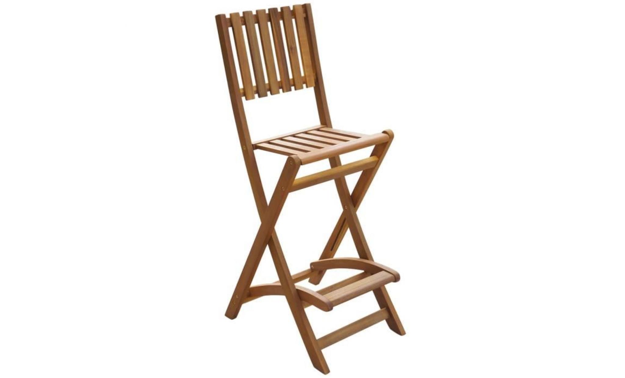 chaises pliantes de bar d'extérieur 2 pièces bois d'acacia pas cher