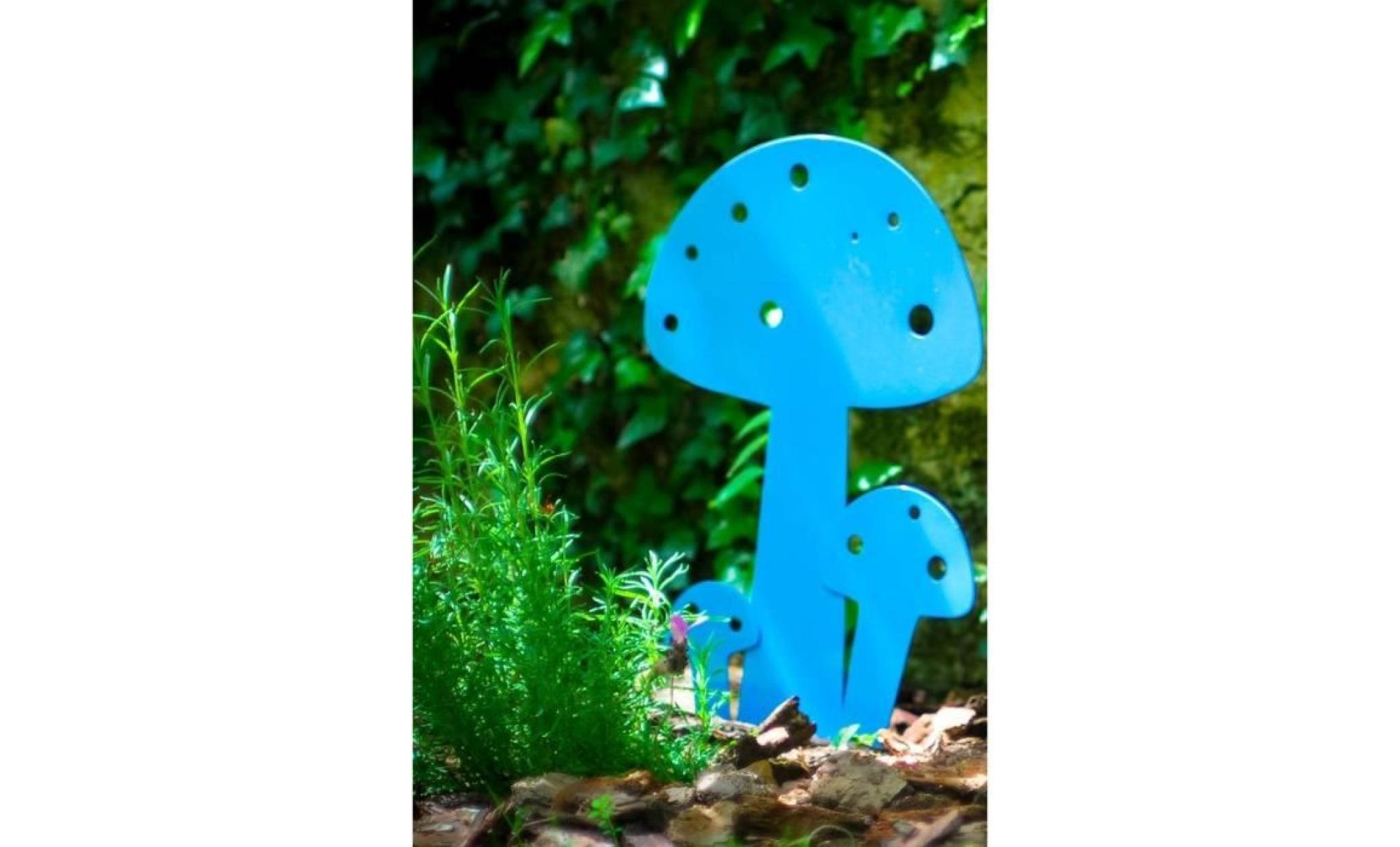 champignon bleu à planter en métal 15cm