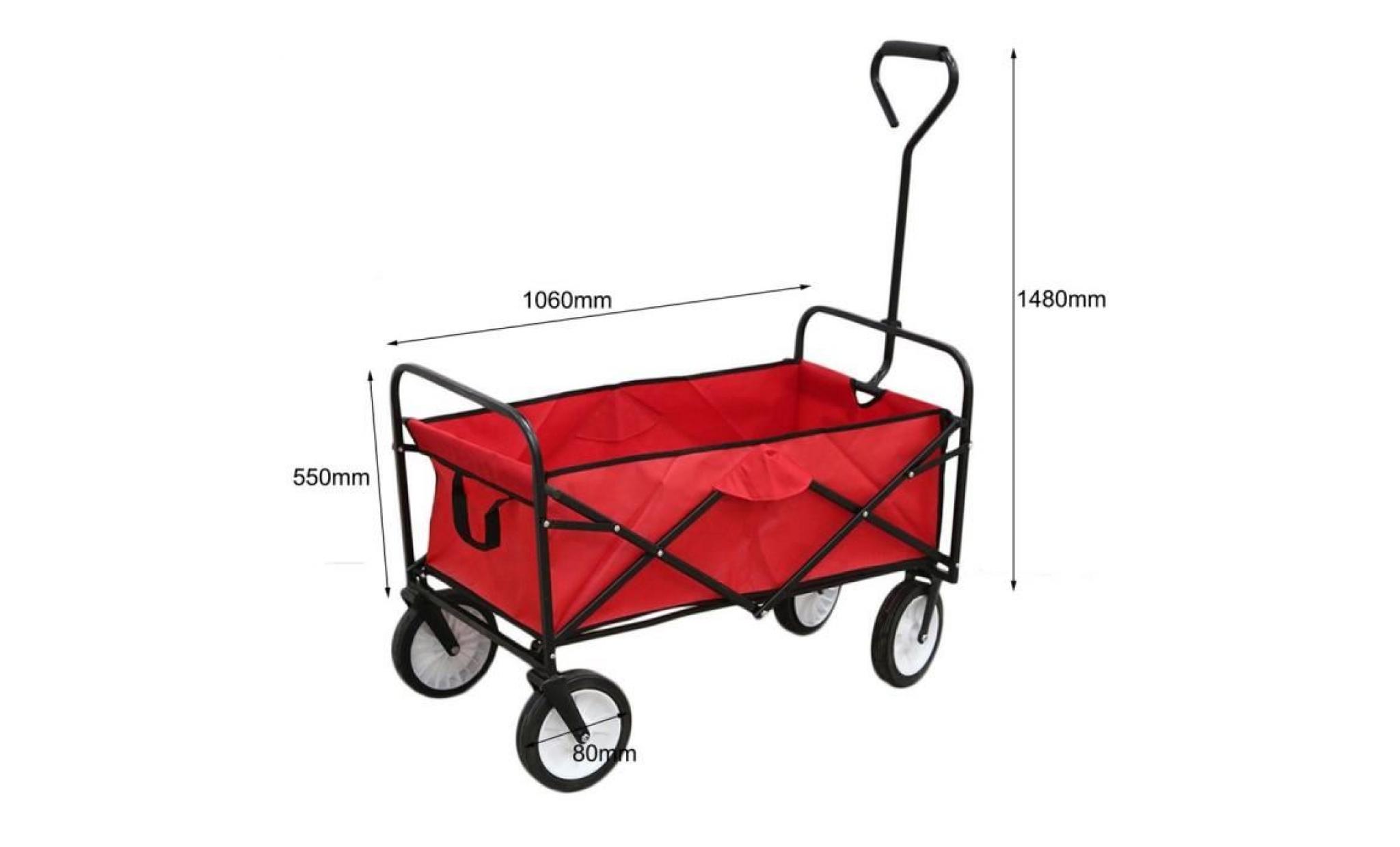 chariot pliable de jardin remorque à main 148*55*106cm max.100kg pas cher