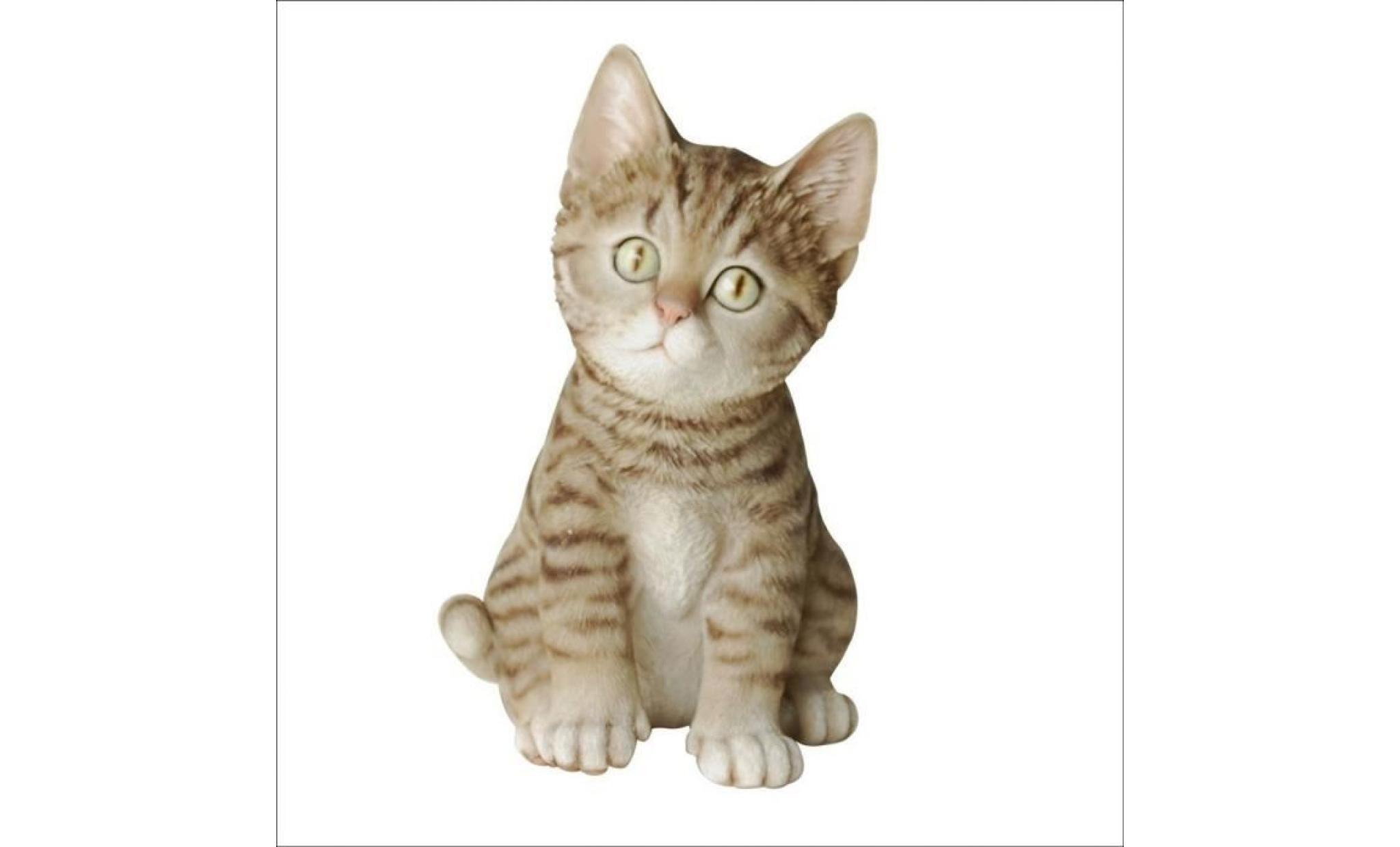 chaton assis gris 20 cm   en résine   200253