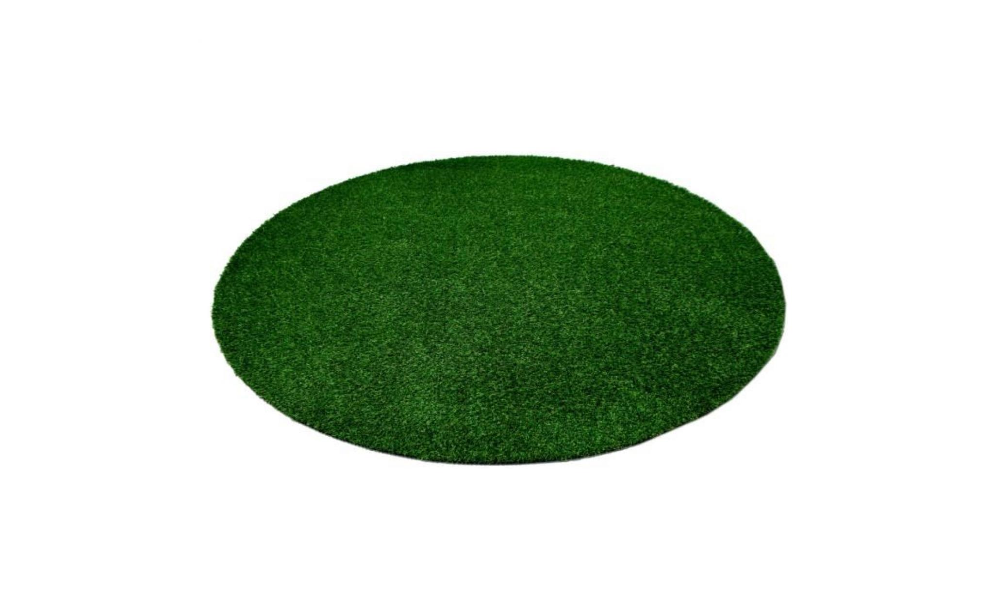 chelsea   tapis type luxe gazon artificiel rond – pour jardin, terrasse, balcon   vert   [100 cm rond]
