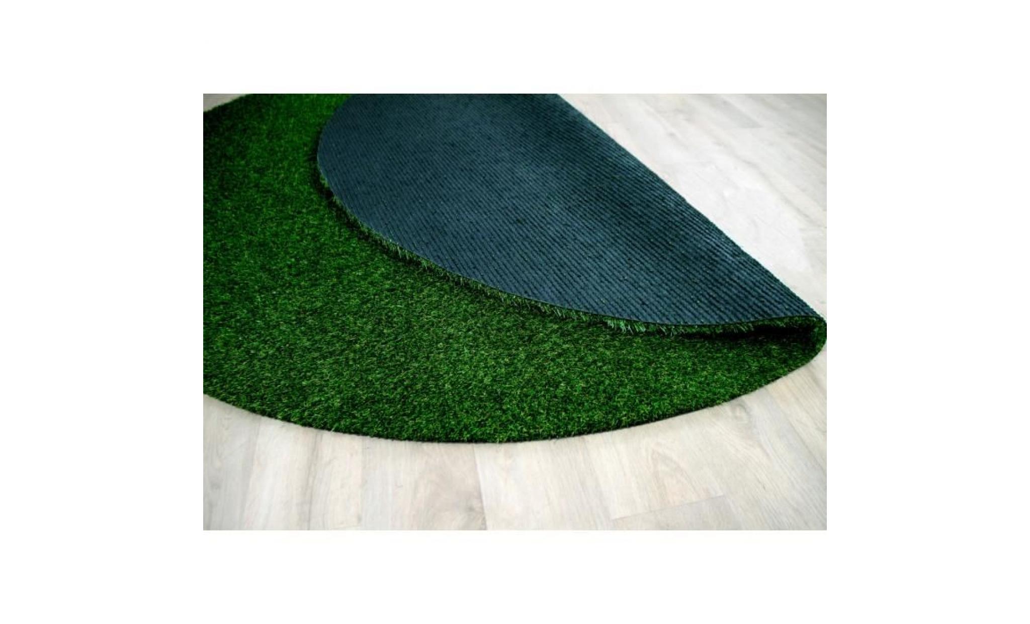 chelsea   tapis type luxe gazon artificiel rond – pour jardin, terrasse, balcon   vert   [100 cm rond] pas cher