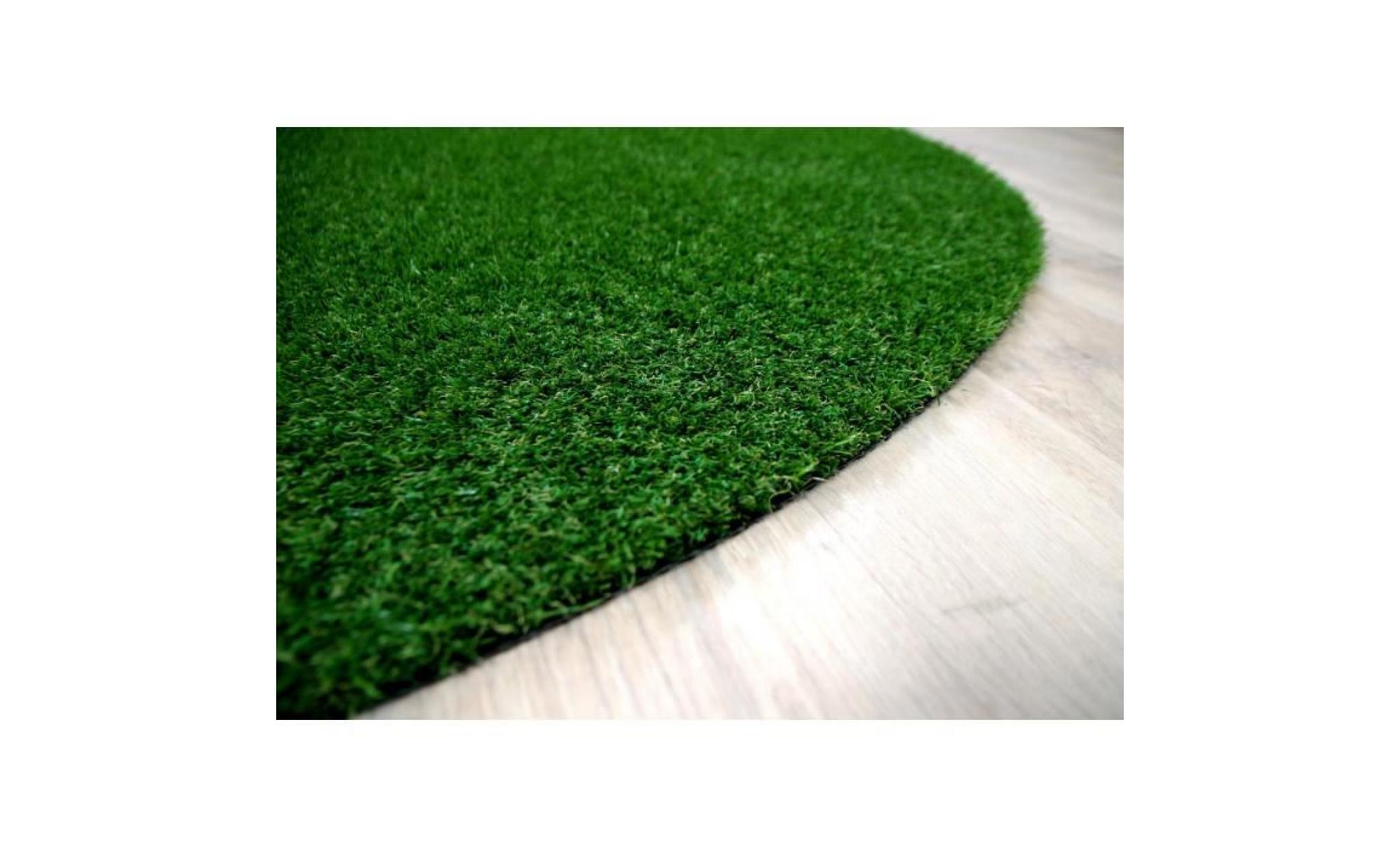 chelsea   tapis type luxe gazon artificiel rond – pour jardin, terrasse, balcon   vert   [100 cm rond] pas cher
