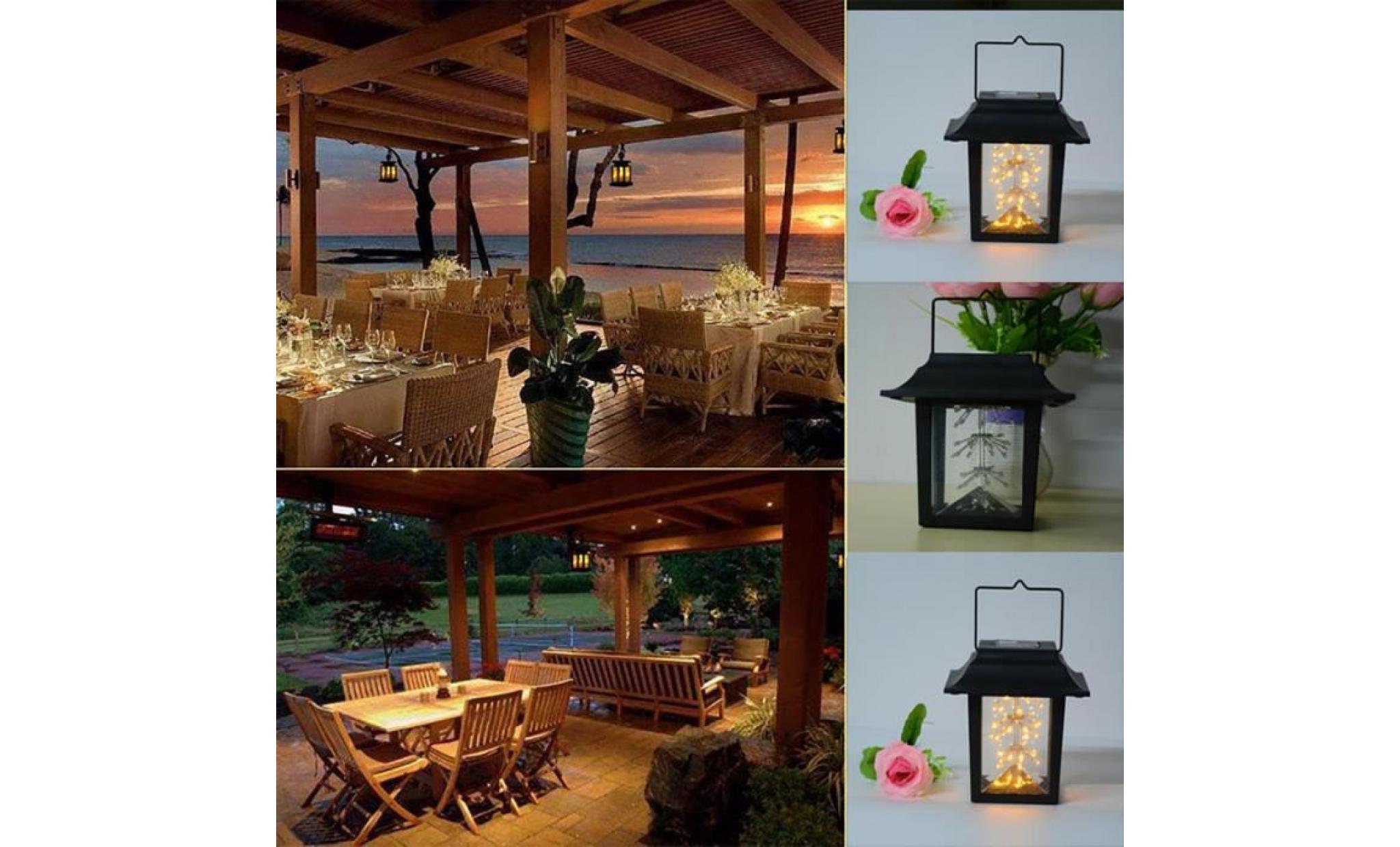 classique solaire led outdoor hanging lantern smokeless gypsophila lampe chaude  maison 12125