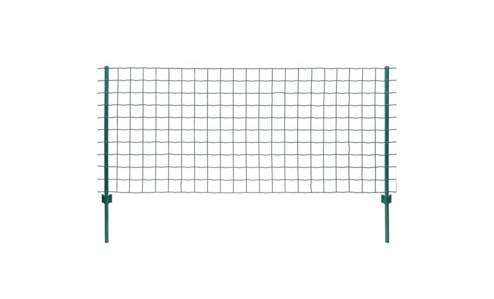 clôture barrière grillage cnsemble de clôture euro 20 x 1,2 m acier vert