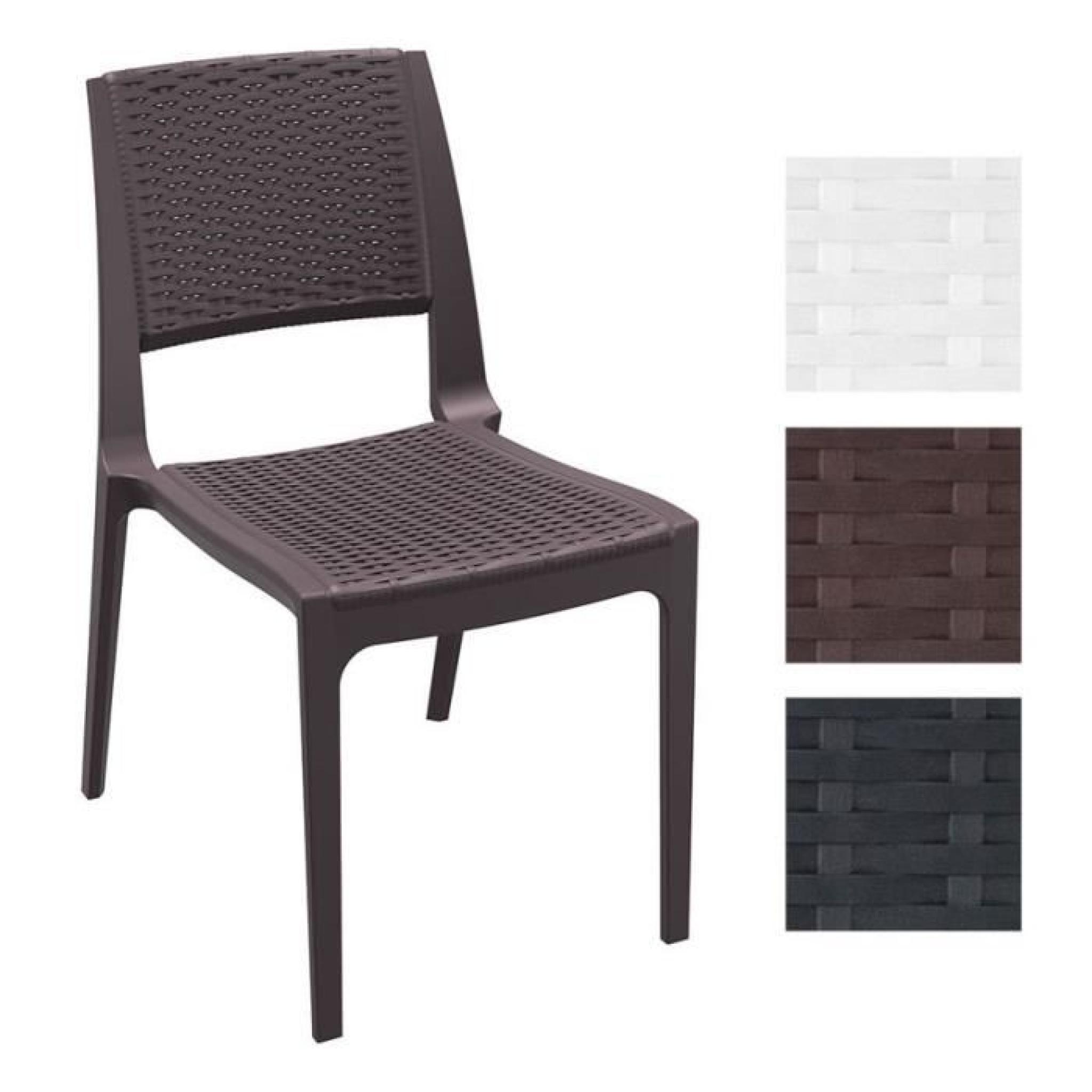 CLP Chaise de jardin, chaise de cuisine VERONA, empilable, design, optique rotin de haute qualité, pour gastronomie, hauteur de l...