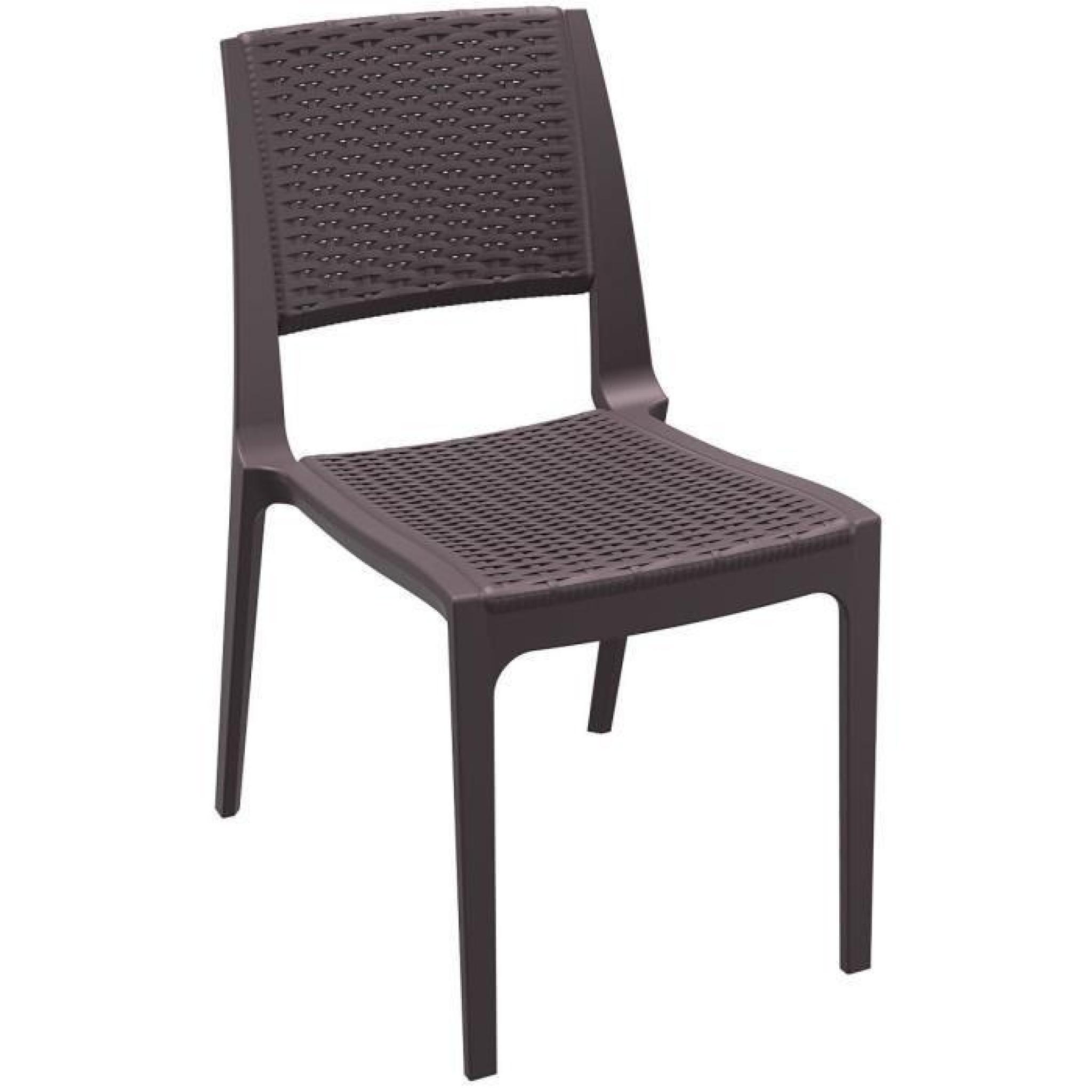 CLP Chaise de jardin, chaise de cuisine VERONA, empilable, design, optique rotin de haute qualité, pour gastronomie, hauteur de l... pas cher