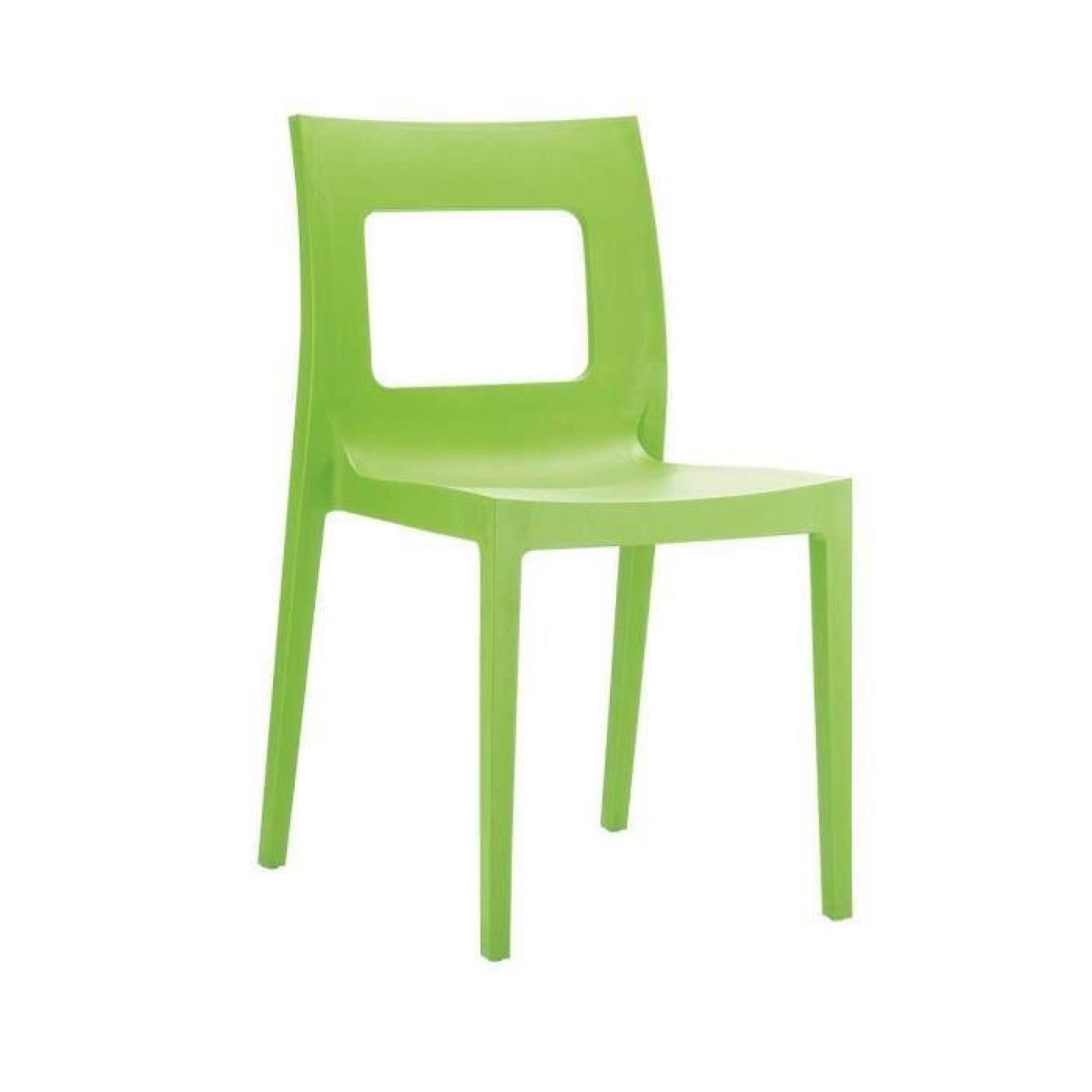 CLP Chaise empilable LUCCA  / Chaise de jardin empilable - Chaise de cuisine résistant à l´eau et aux rayons UV, 5 couleurs au ch... pas cher