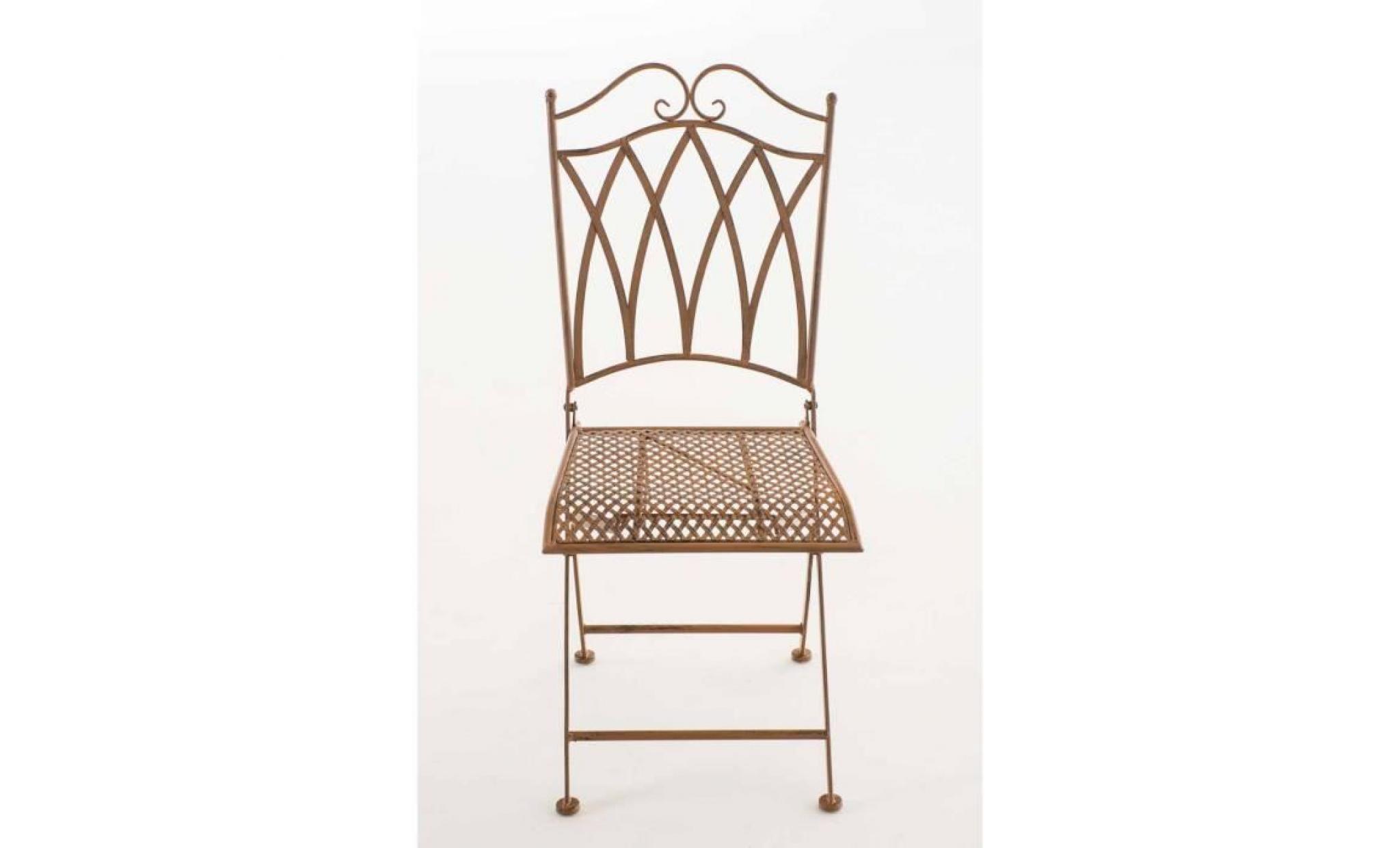 clp chaise nostalgique pliable lunis, chaise fer forgé, chaise pliante, chaise antique, 6 couleurs au choix 91 cm marron antique pas cher