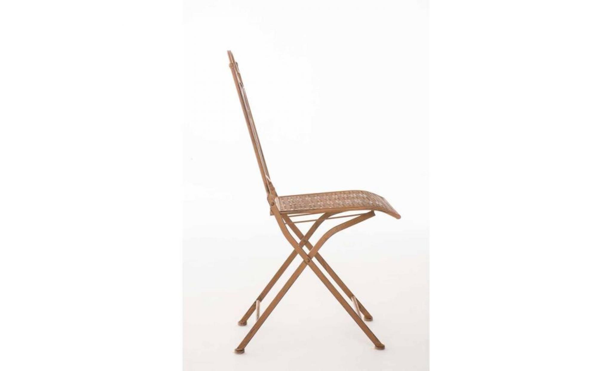 clp chaise nostalgique pliable lunis, chaise fer forgé, chaise pliante, chaise antique, 6 couleurs au choix 91 cm marron antique pas cher