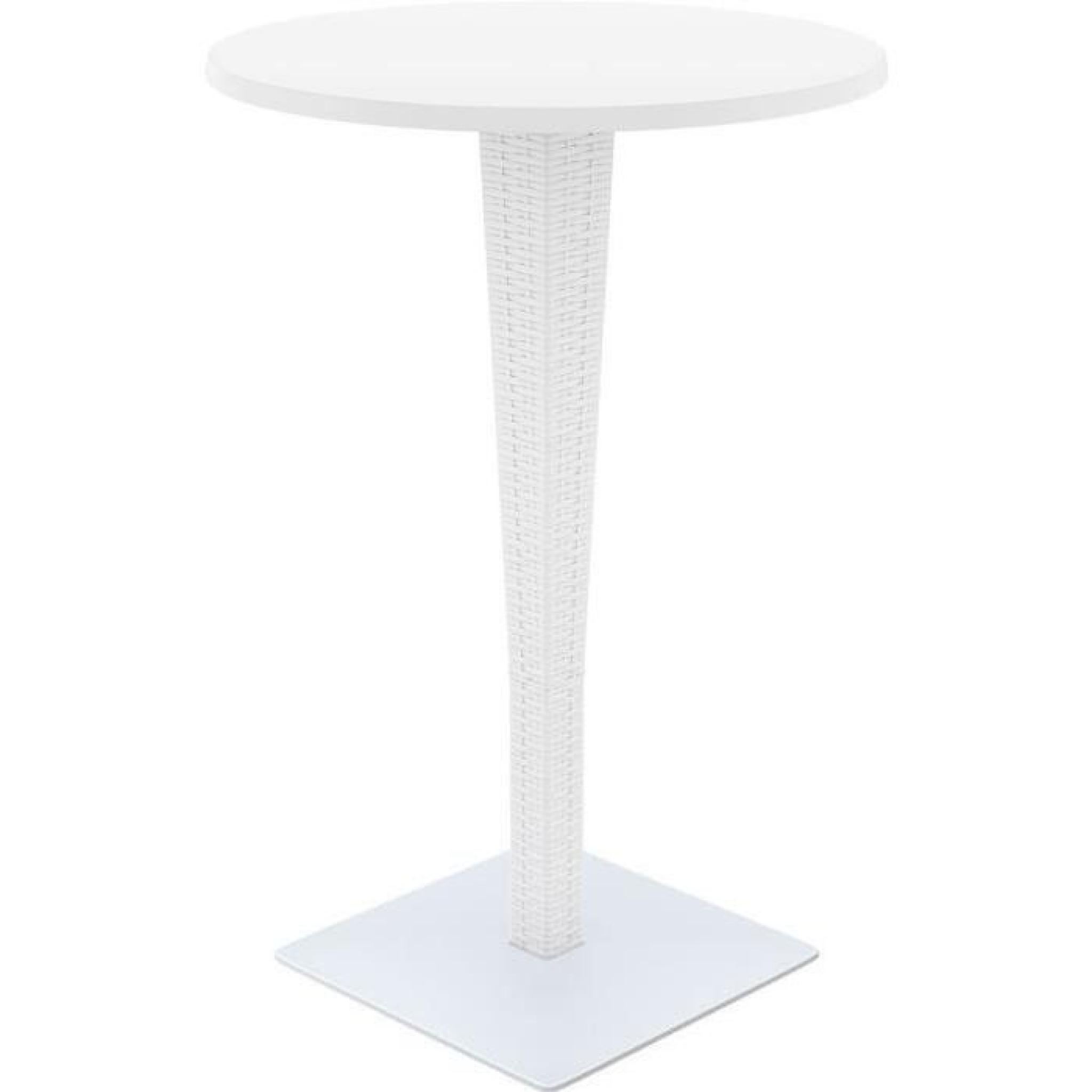 CLP Table d'extérieur RIVA, ronde Ø 70 cm, hauteur 108 cm, poly rotin, idéale dans les milieux gastronomiques