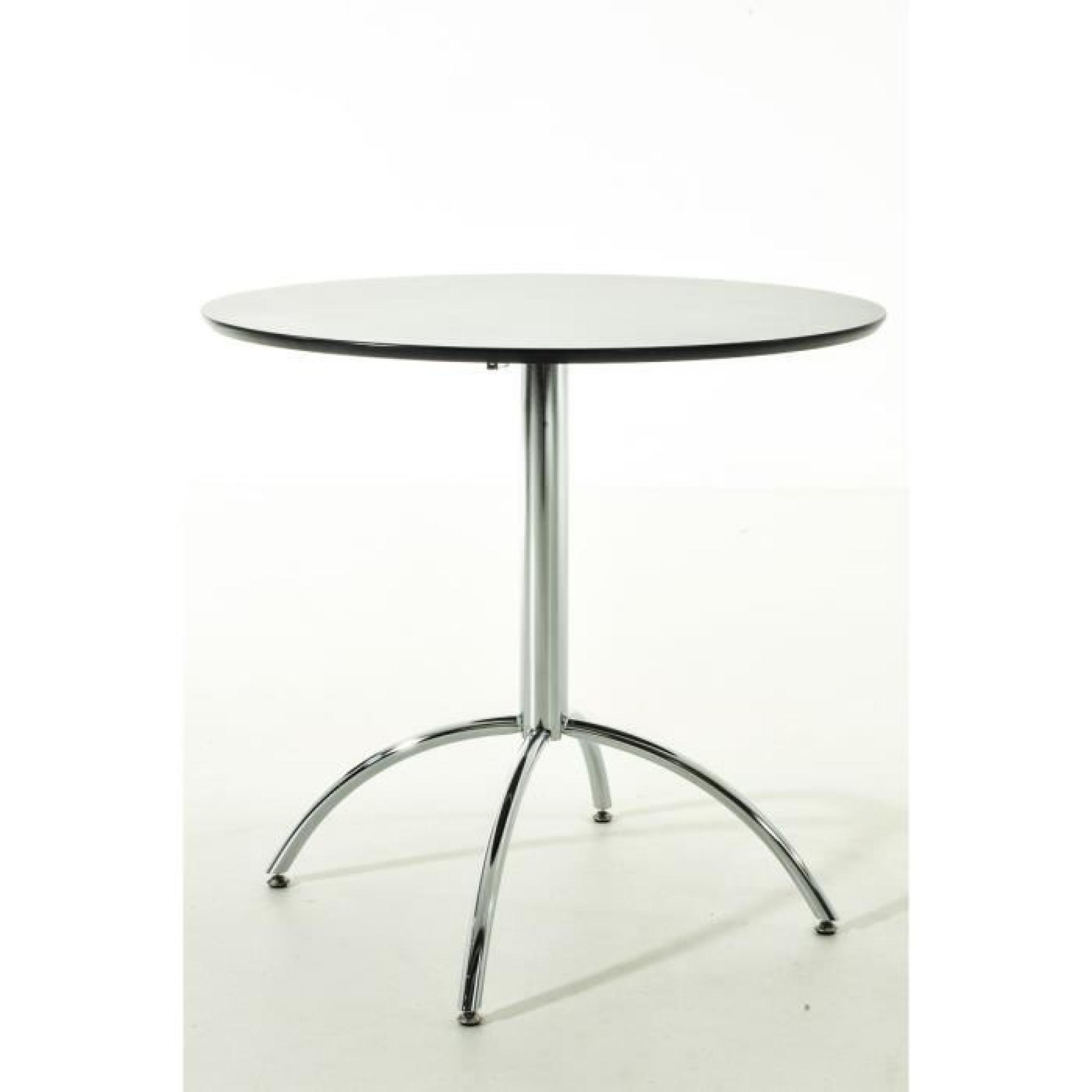 CLP Table de bistro, ronde Ø 80 cm MARVILLE, bois/métal, hauteur 75 cm diverses couleurs 75 cm Blanc pas cher