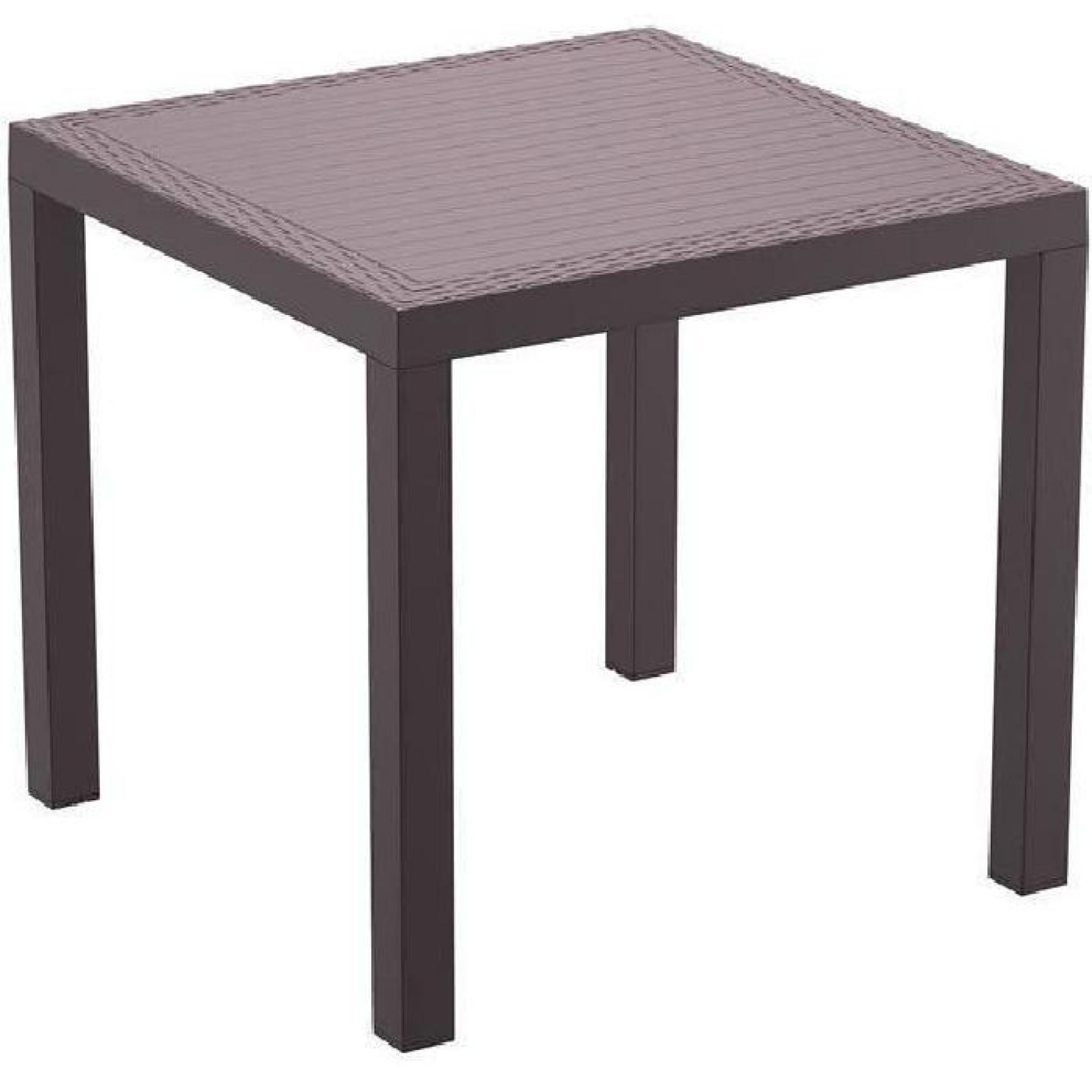 CLP Table de jardin ORLANDO 80 x 80 cm, poly rotin de haute qualité, hauteur 75 cm