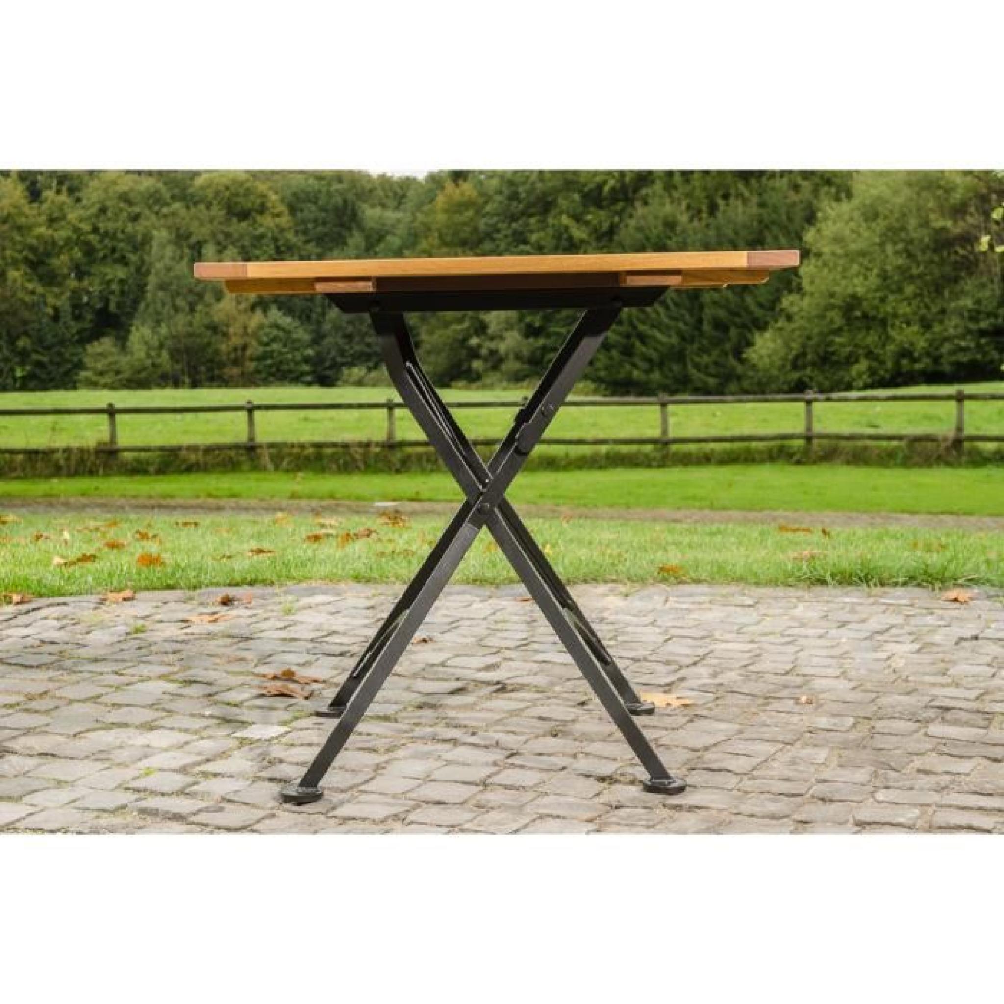 CLP Table de jardin pliable UTARA 80 x 80 cm, en bois de teck, faite à la main, résistante aux intempéries