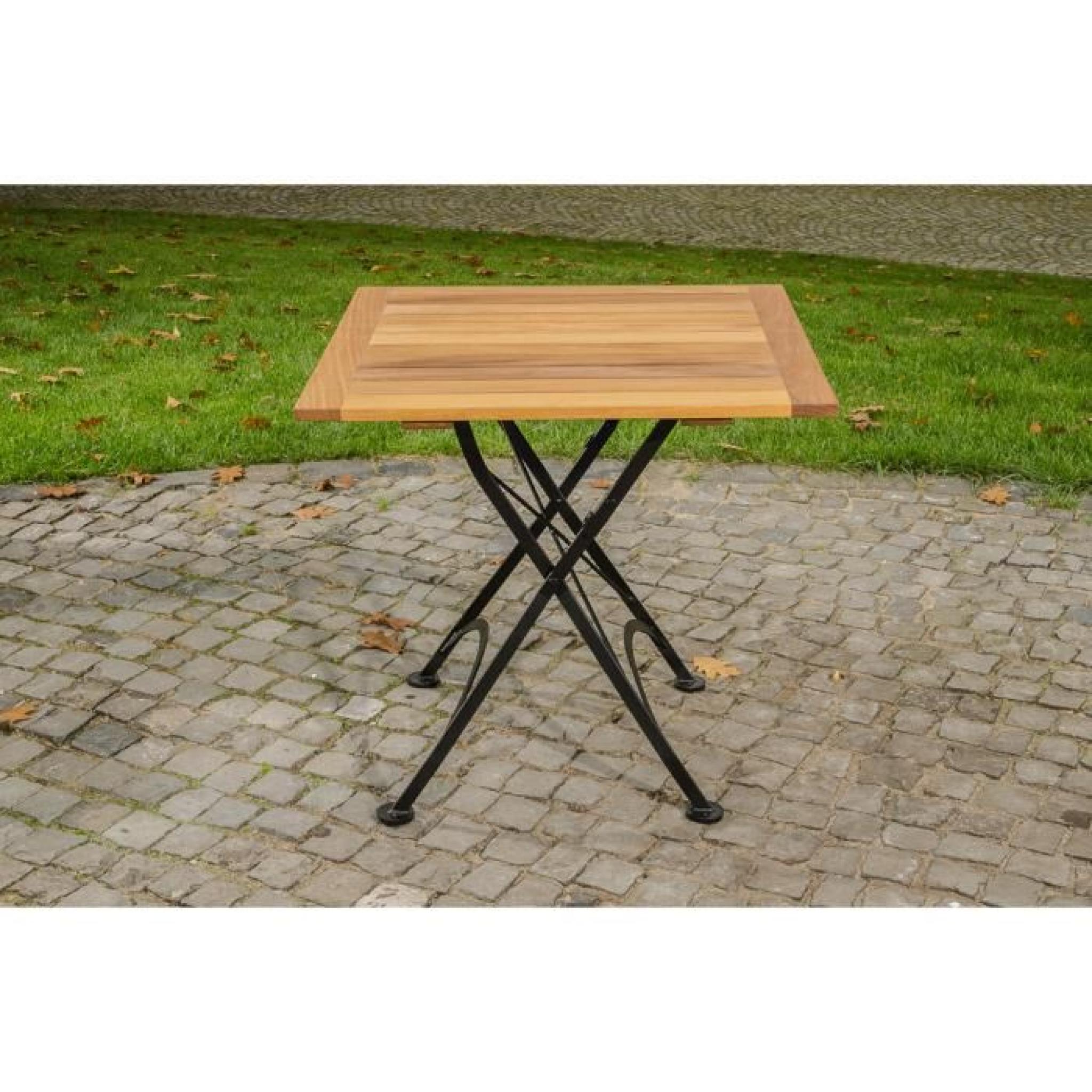 CLP Table de jardin pliable UTARA 80 x 80 cm, en bois de teck, faite à la main, résistante aux intempéries pas cher