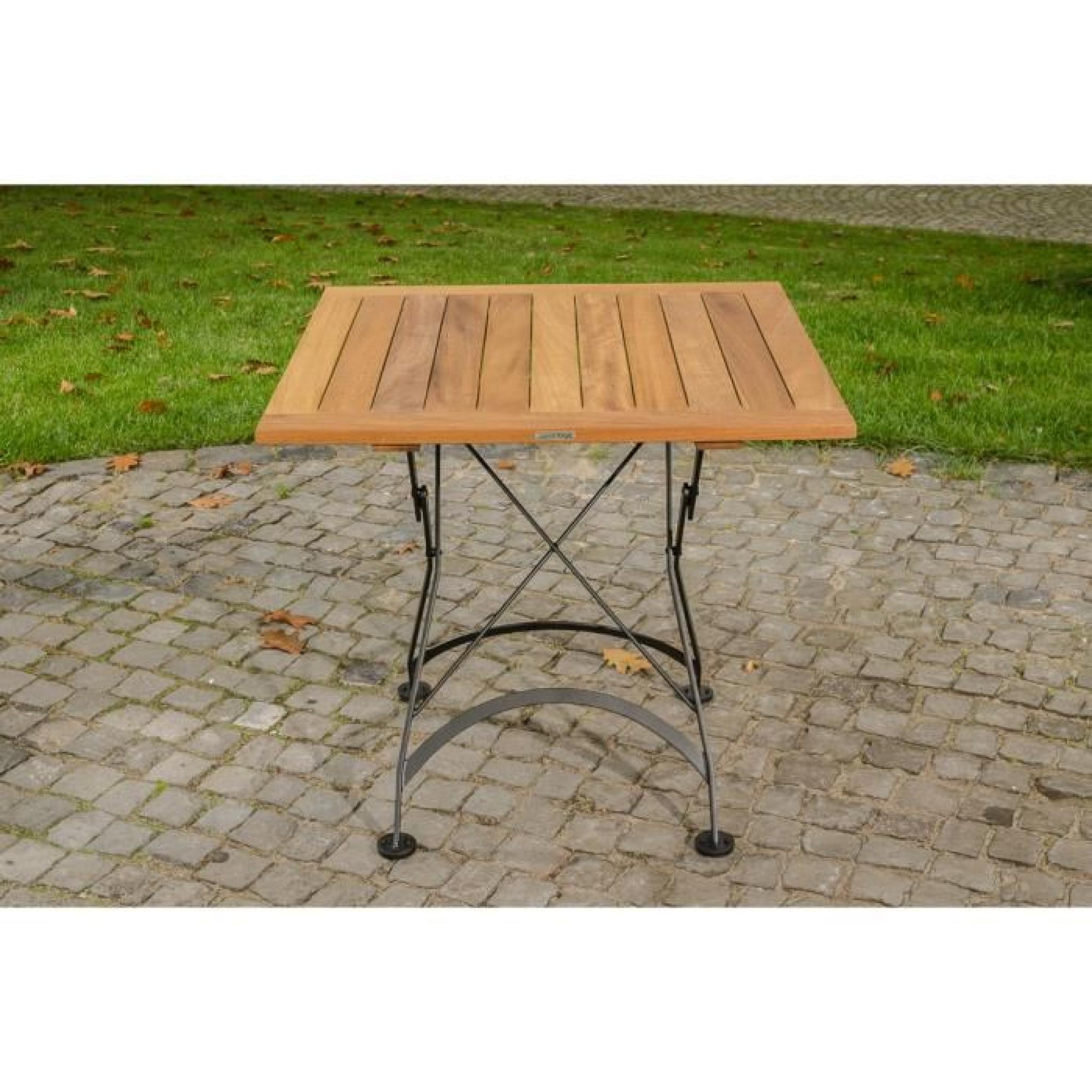 CLP Table de jardin pliable UTARA 80 x 80 cm, en bois de teck, faite à la main, résistante aux intempéries pas cher