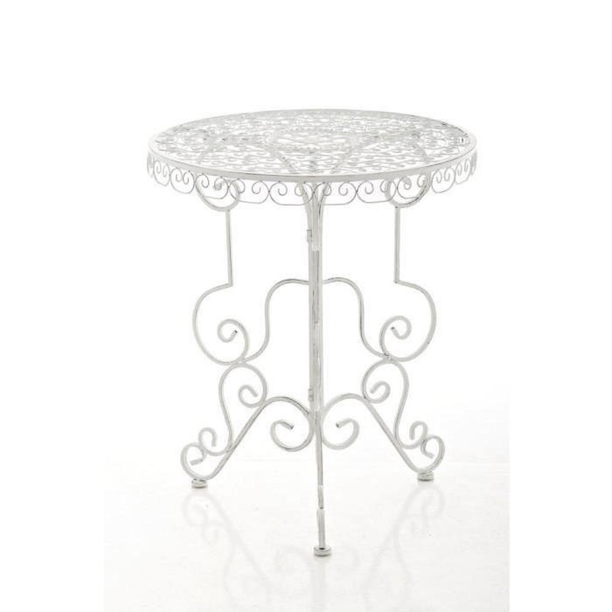 CLP Table de jardin ronde en fer forgé MINORE, faite à la main dans un style nostalgique, diamètre Ø 61,5 cm, 2 couleurs au choix...