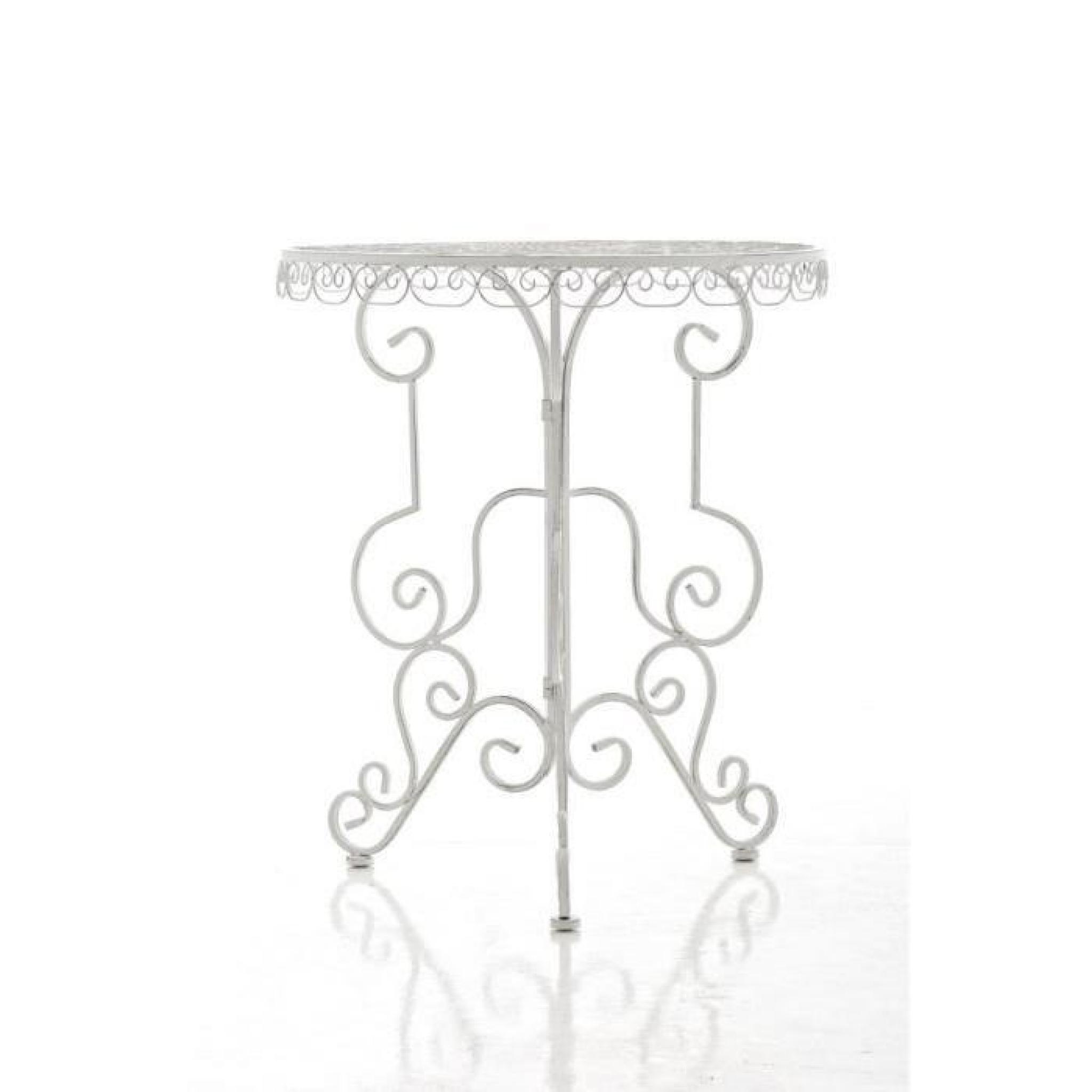 CLP Table de jardin ronde en fer forgé MINORE, faite à la main dans un style nostalgique, diamètre Ø 61,5 cm, 2 couleurs au choix... pas cher