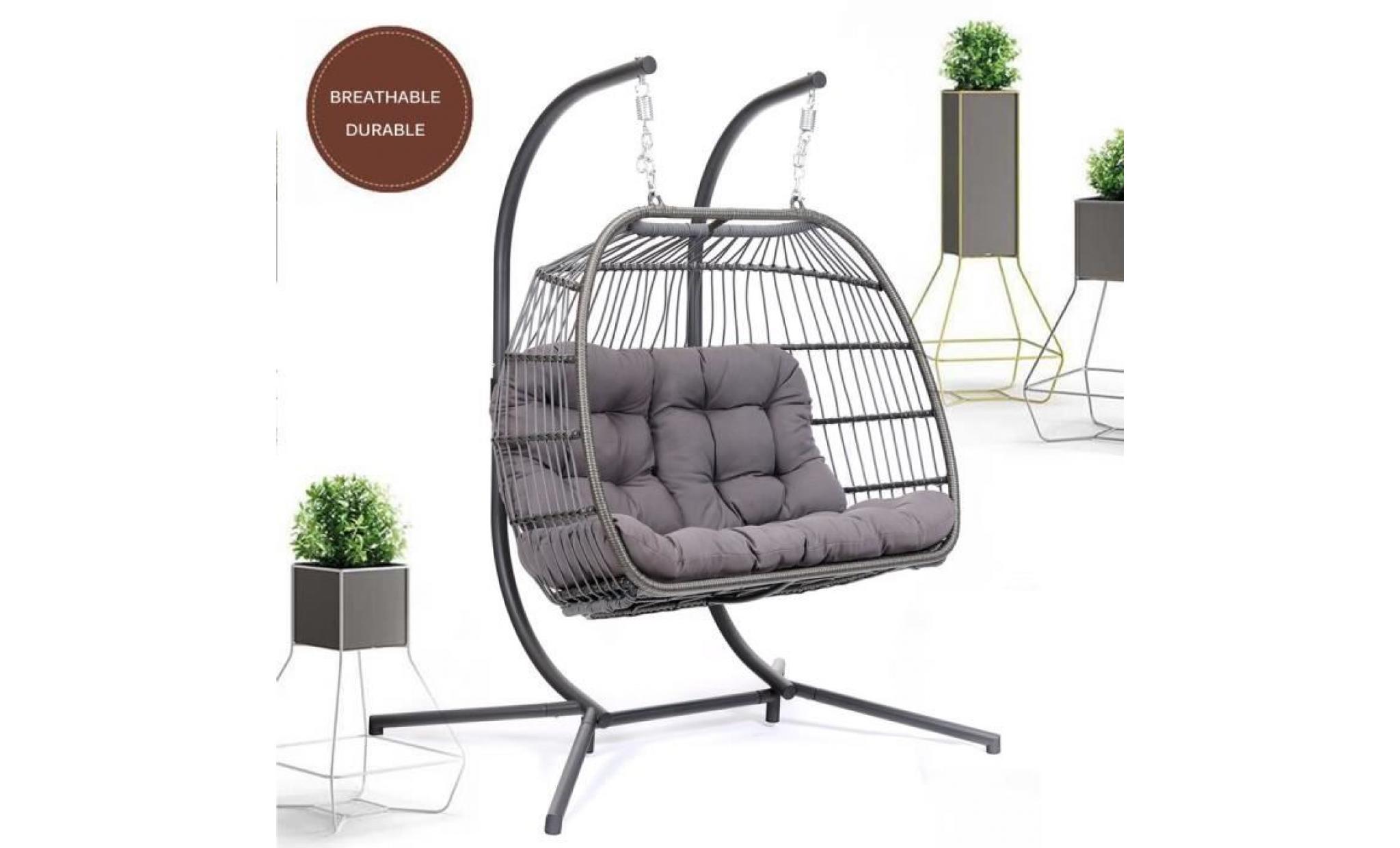 confortable chaise suspendue nordique de panier pour deux personnes 1520 * 1170 * 1980mm en aluminium et fer et éponge pas cher