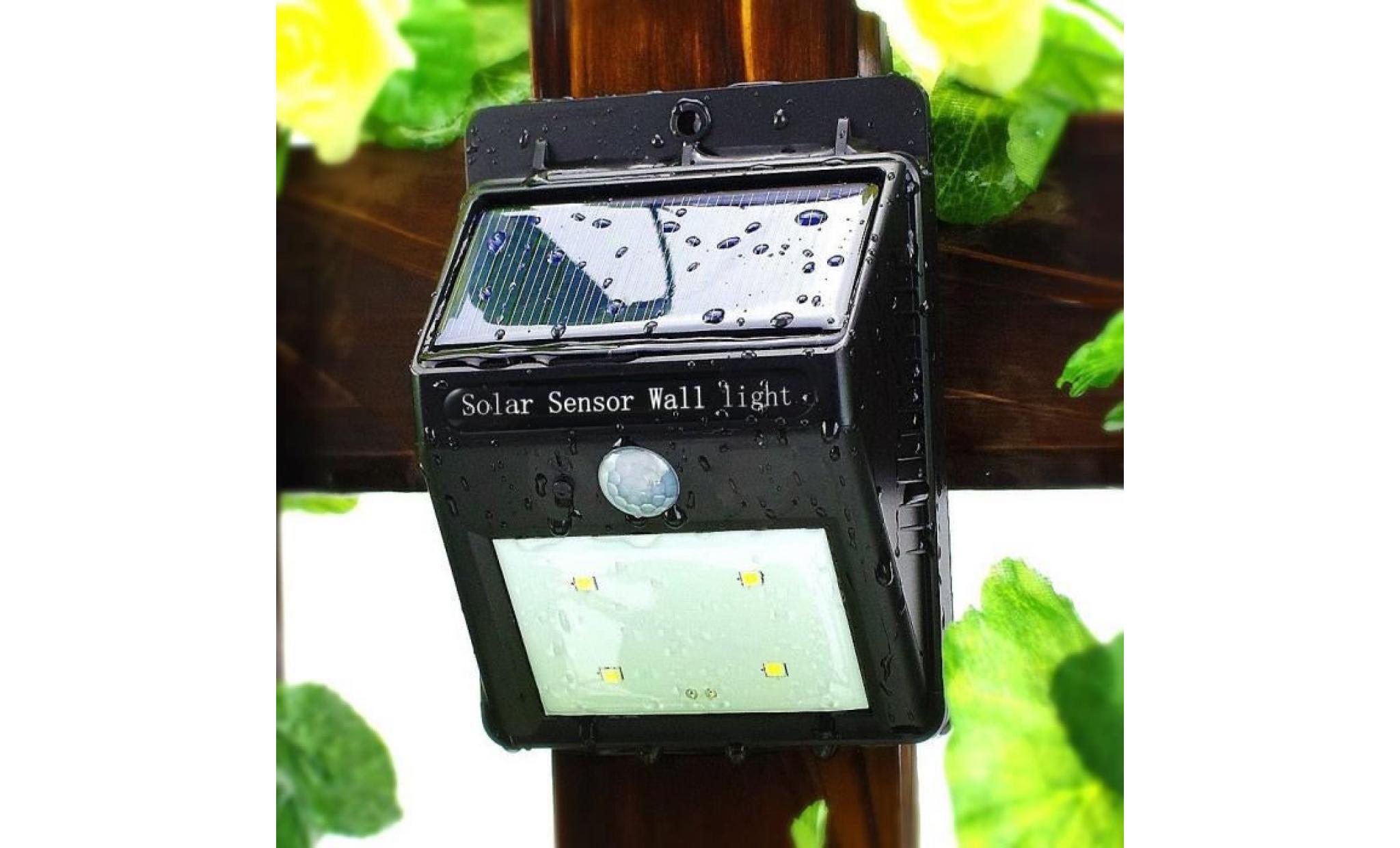 contrôle capteur de lumière solaire étanche outdoor power solar light pir 6 led ip65 eau clôture résistant garden pathway applique pas cher