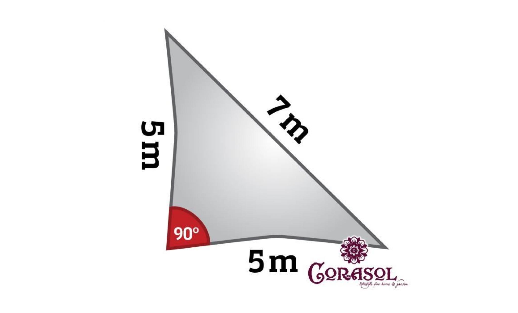 corasol cor10ra5 sg voile d'ombrage premium, 5x5x7m, 90° degré triangle, gris argent (1 pièce) pas cher