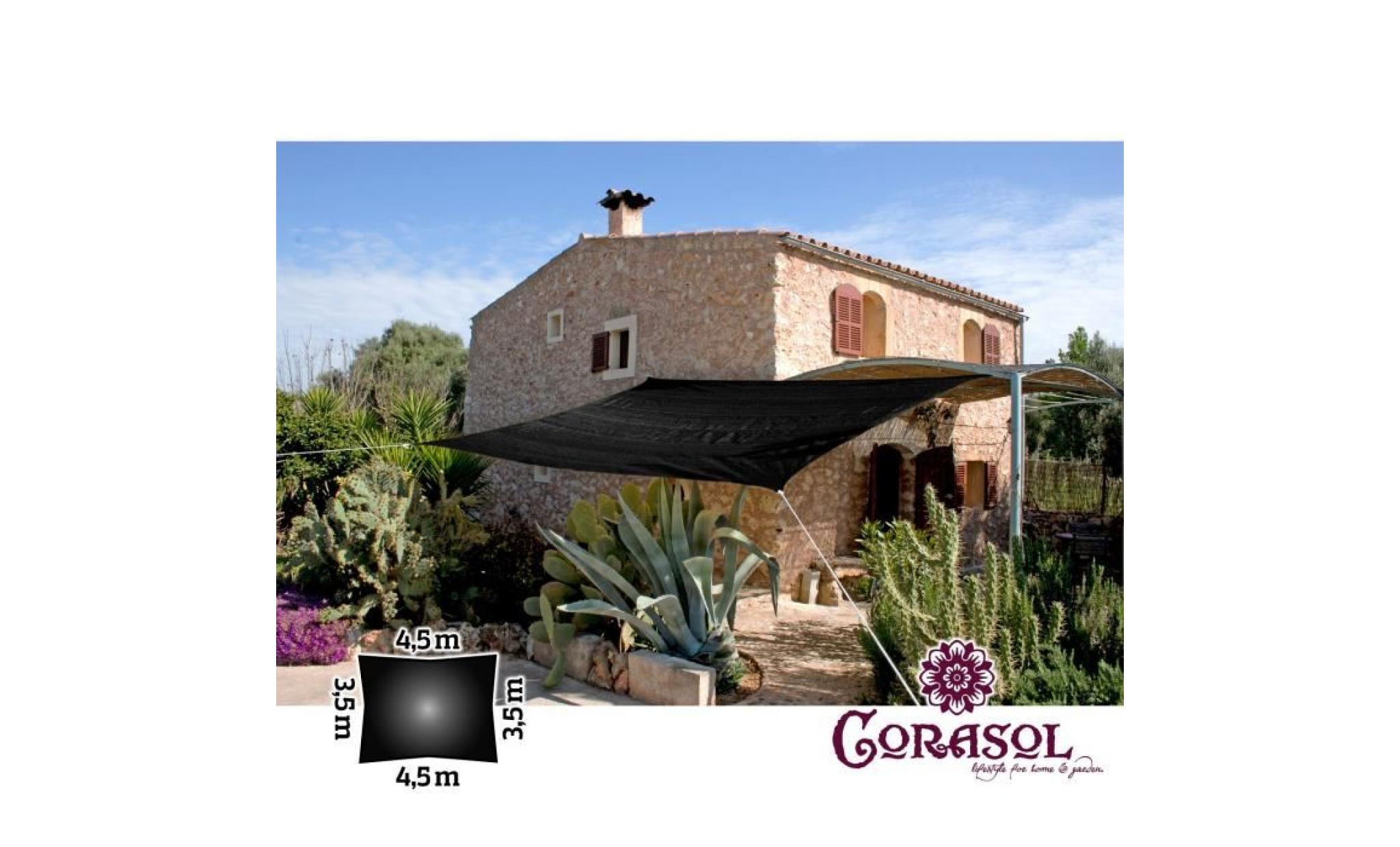 Corasol COR10RE35X45-BK voile d'ombrage premium, 3,5x4,5m, rectangulaire, noir (1 pièce) pas cher