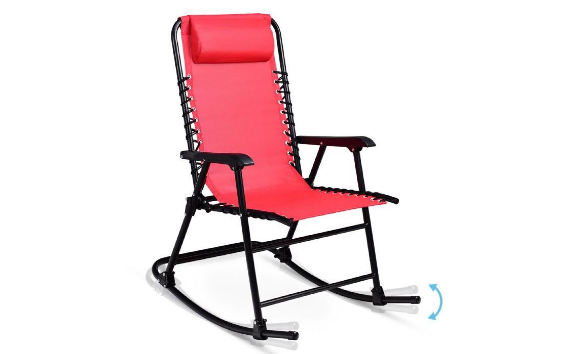 costway chaise à bascule en fer fauteuil à bascule en fer inclinable 86 x 63 x 95 cm pour balcon jardin salle bleu
