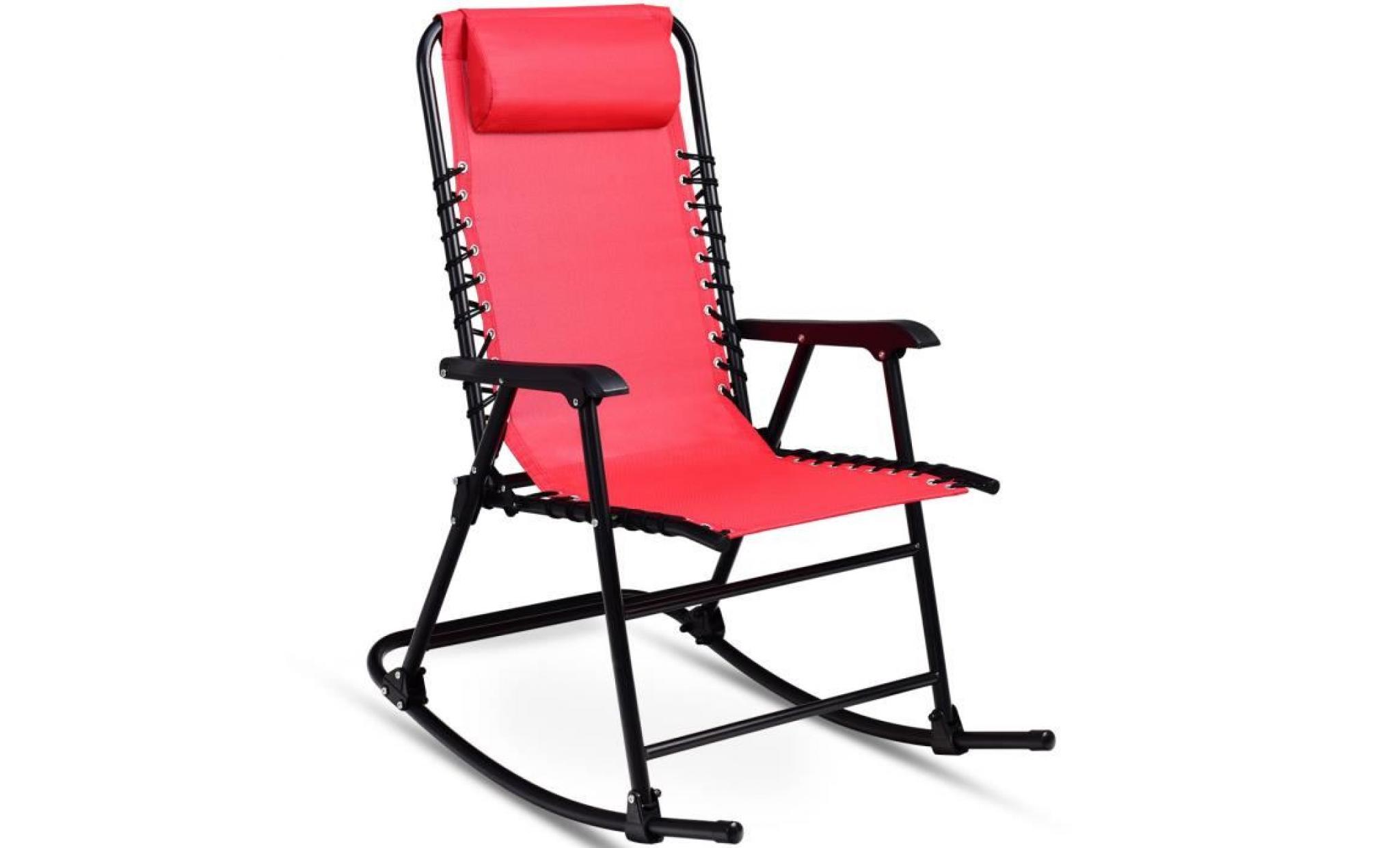 costway chaise à bascule en fer fauteuil à bascule en fer inclinable 86 x 63 x 95 cm pour balcon jardin salle fauteuil berçante pas cher