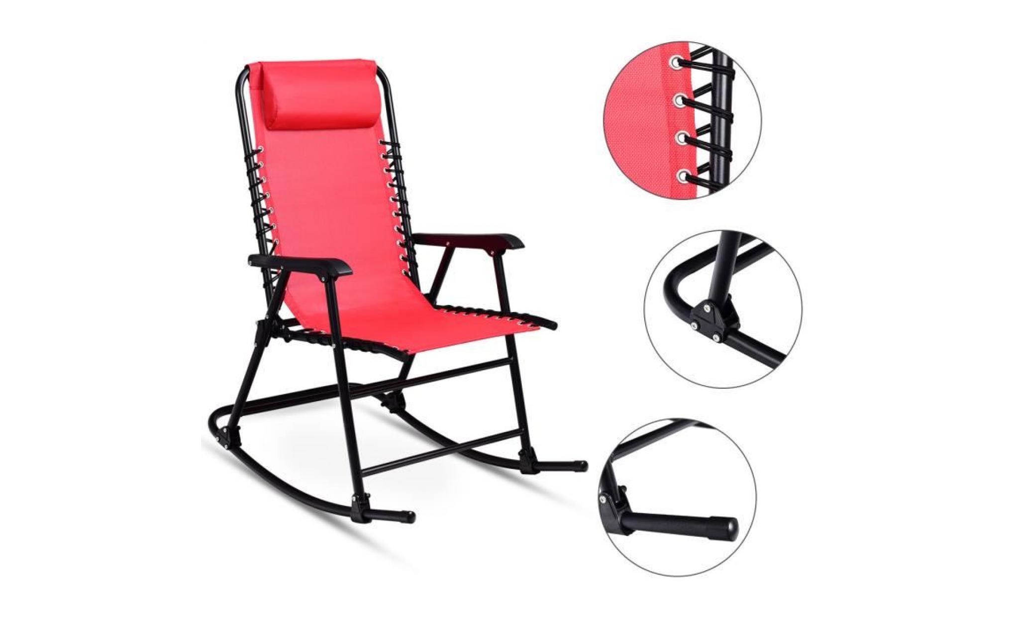 costway chaise à bascule en fer fauteuil à bascule en fer inclinable 86 x 63 x 95 cm balcon jardin salle fauteuil berçante beige pas cher