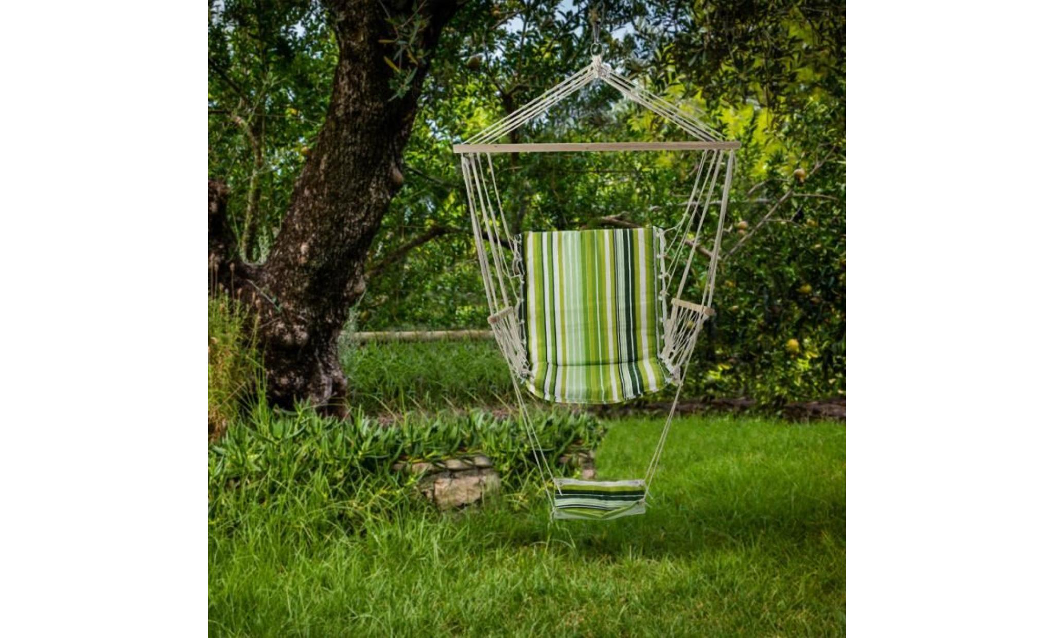 costway chaise suspendue chaise fauteuil hamac chaise hamac avec support en coton fauteuil suspendu100 x 58 cm vert