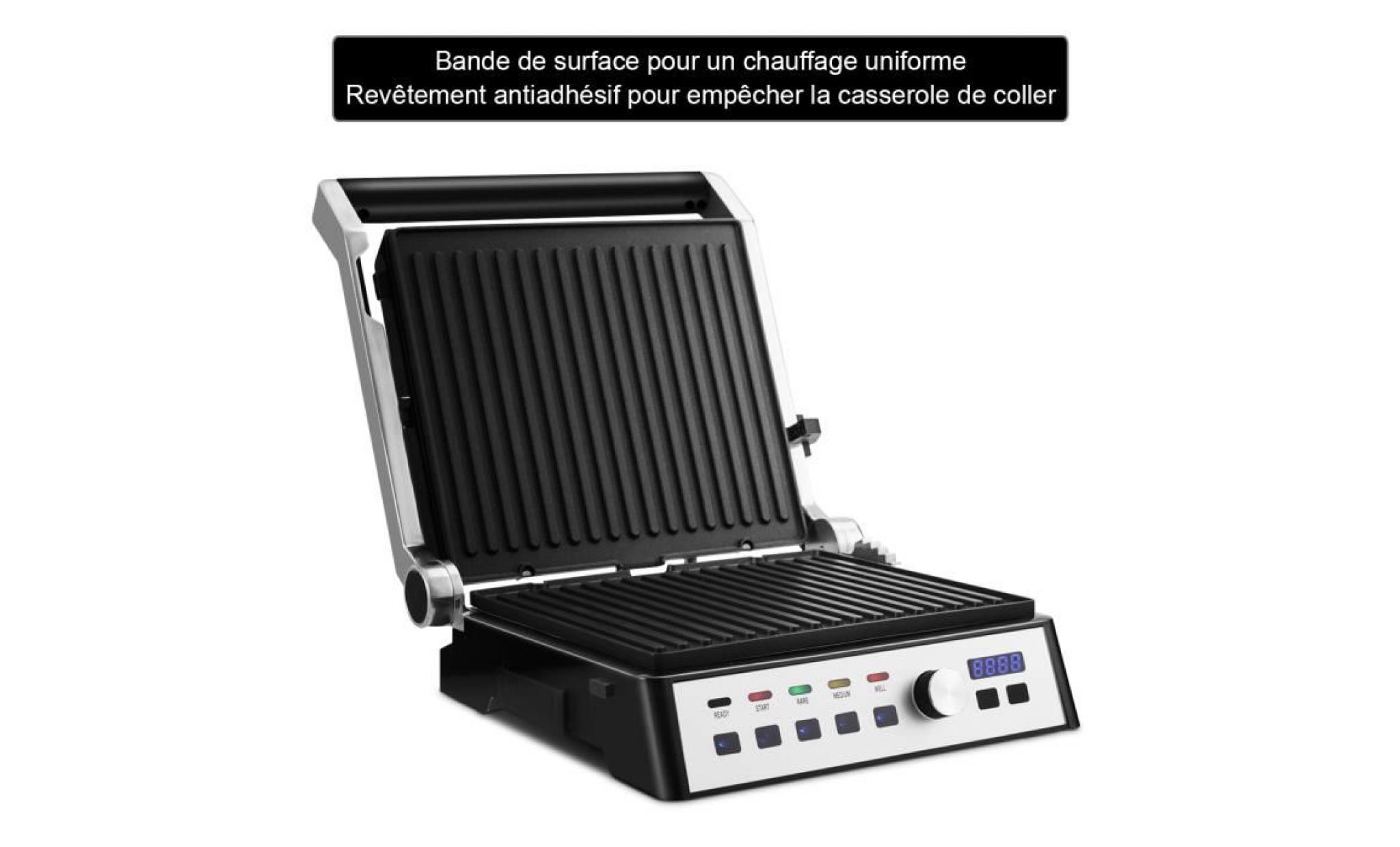 costway gril appareil à croque grille viande noir Écran tactile multifonction fil de 0,8 m température réglable 35 x 36 x 14,5 cm pas cher