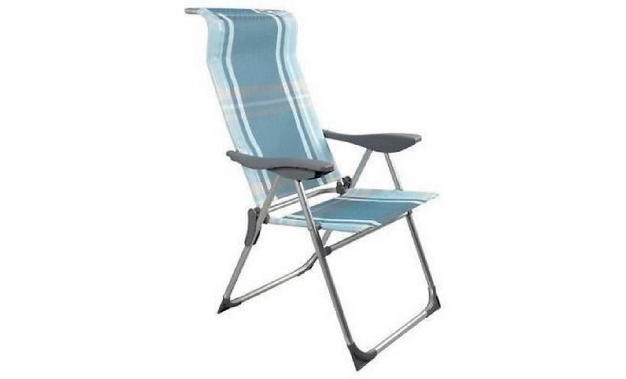 couleur bleue rayures chaise fauteuil camping plage pliable pliante relax alu jardin exterieur