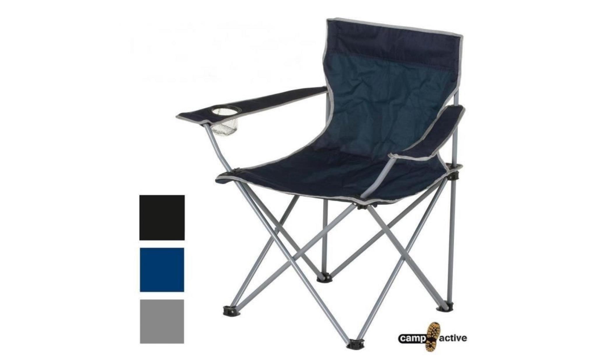 couleur noire : chaise fauteuil telescopique pour camping peche plage ou jardin pliant avec housse de transport pliable