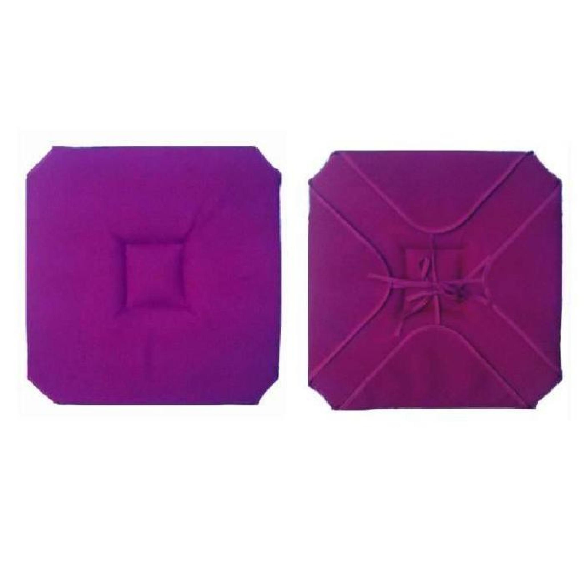 Coussin de chaise 4 rabats uni violet 40cm x 40cm