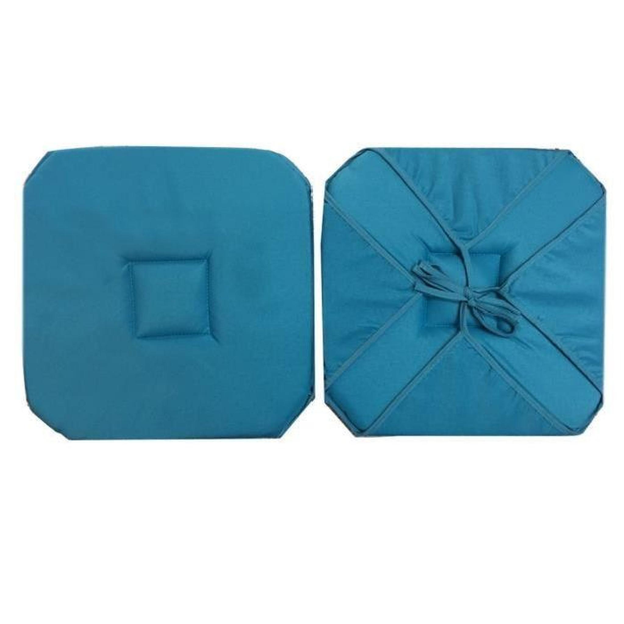 Coussin de chaise à rabats uni essentiel bleu 36 cm x 36 cm