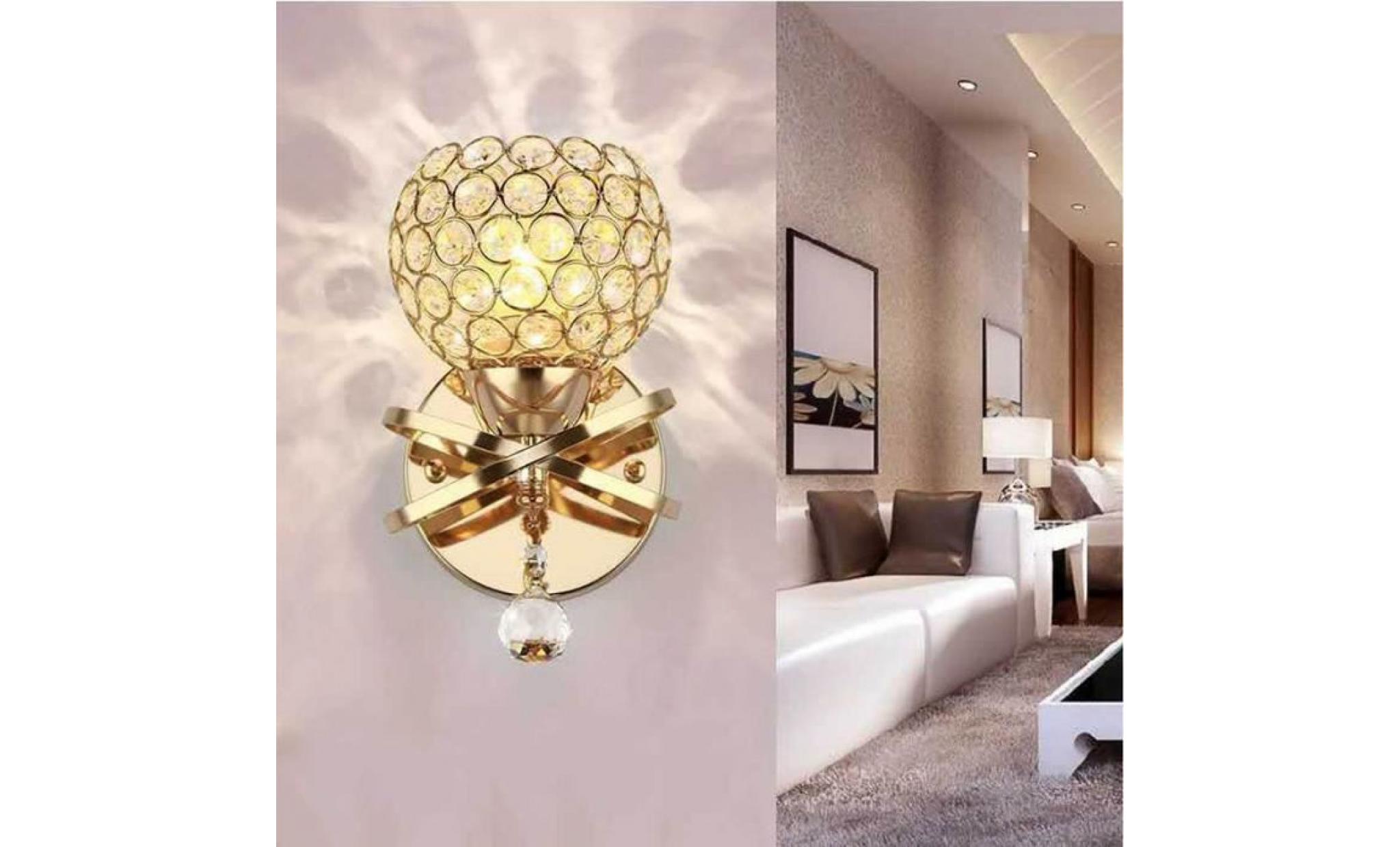 cristal mur lampe chambre aisle living wall chambre lumière holder e14 socket, ampoule non incluse (golden) pas cher