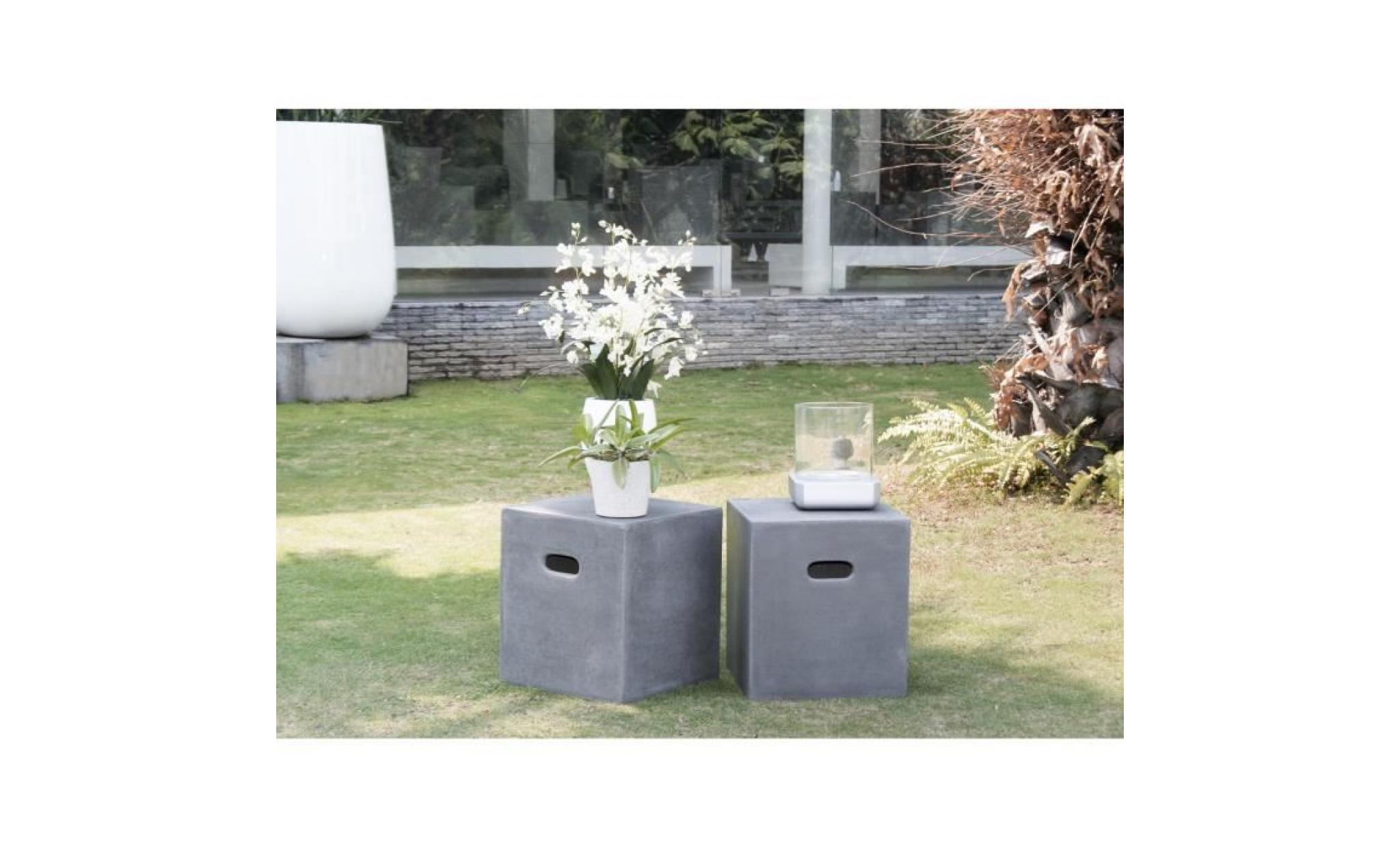 cube en alliage de fibre de verre et ciment   style outdoor   40 x 40 x 45 cm   gris jarditeck pas cher