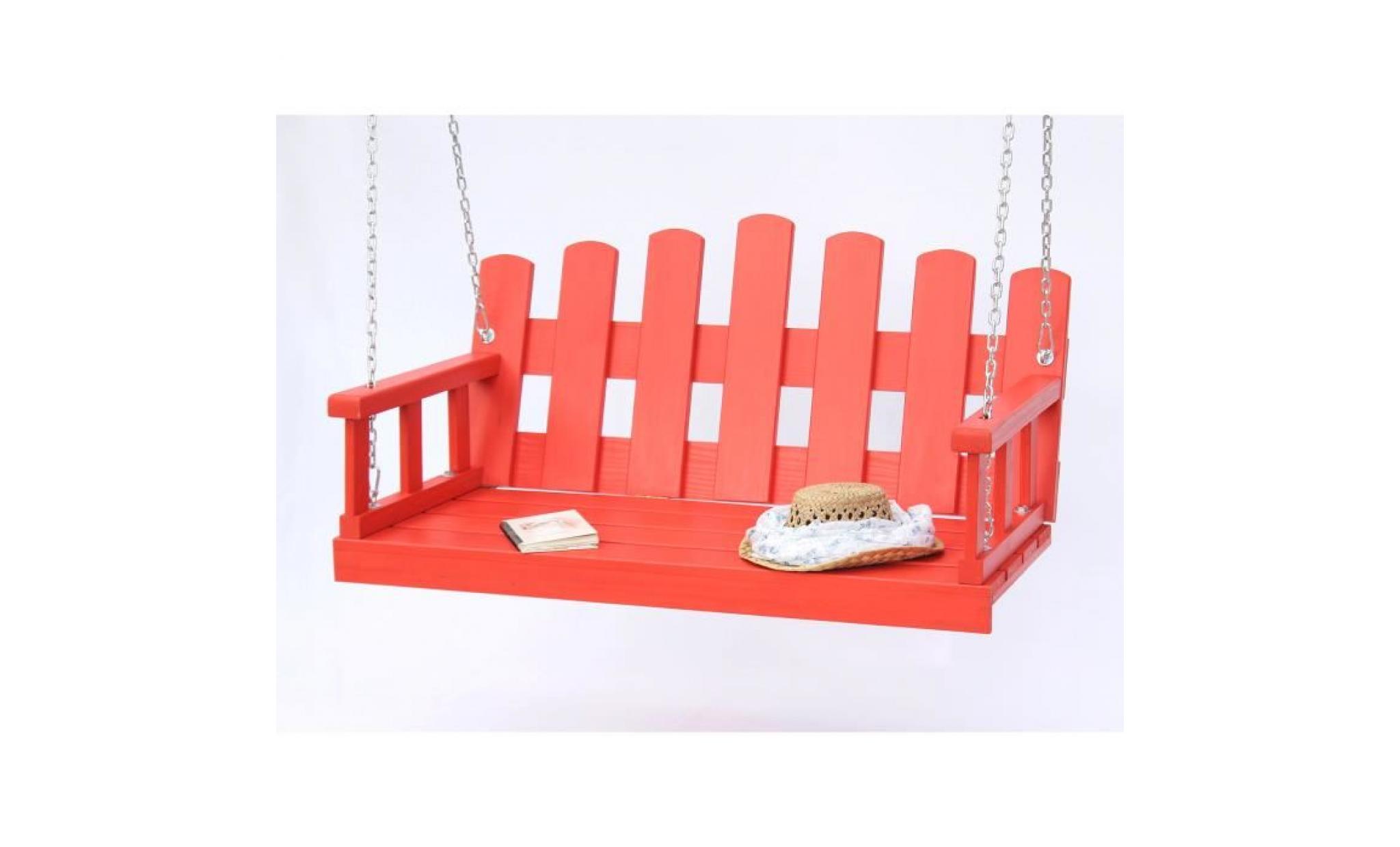 dandibo banc suspendu rouge balançoire avec chaine et coussin balançoire de jardin balancelle pas cher