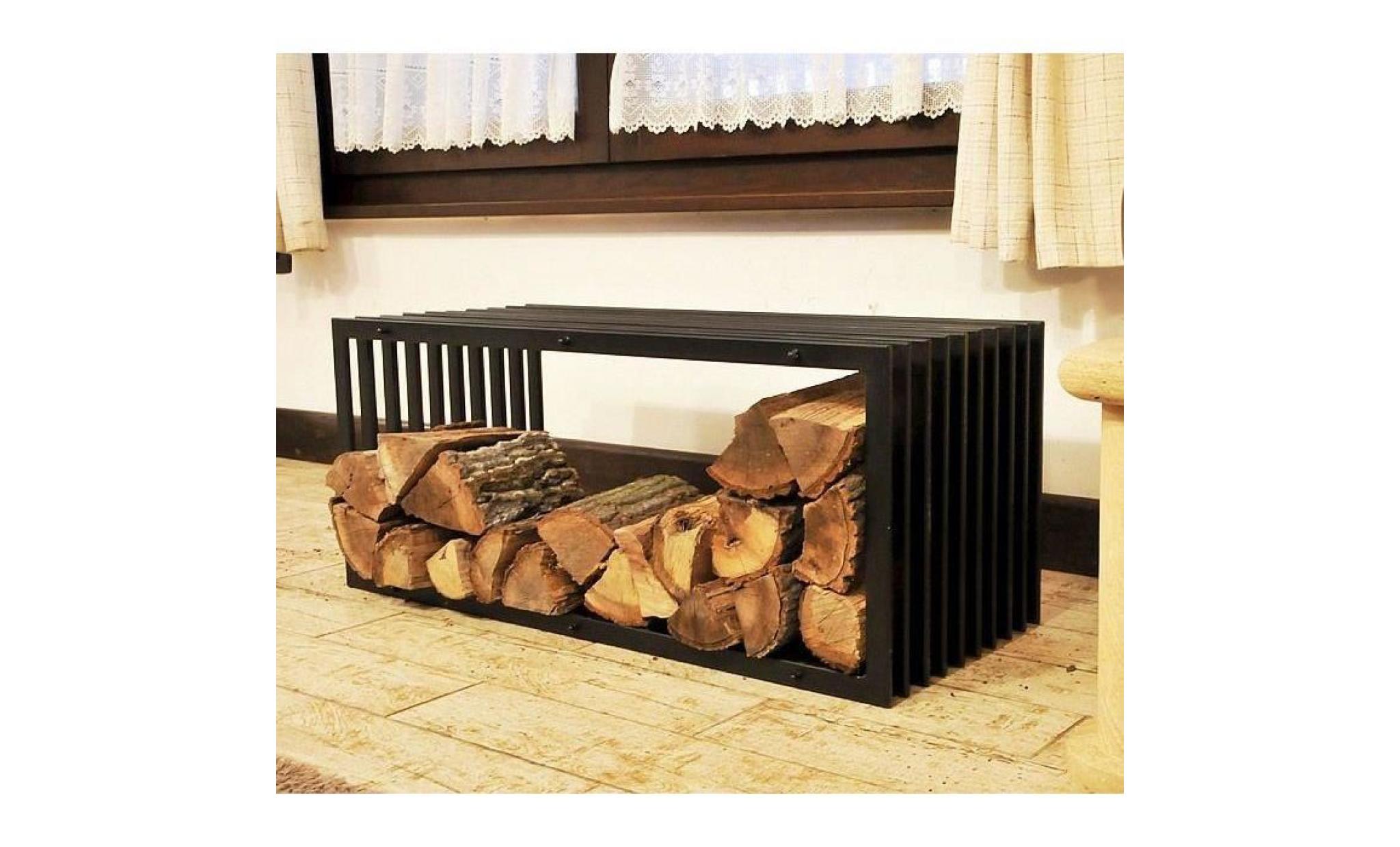 DanDiBo Porte bois de chauffage Banc D-Style 100cm Etagère bois de cheminée Corbeille bois Porte bois de cheminée pas cher