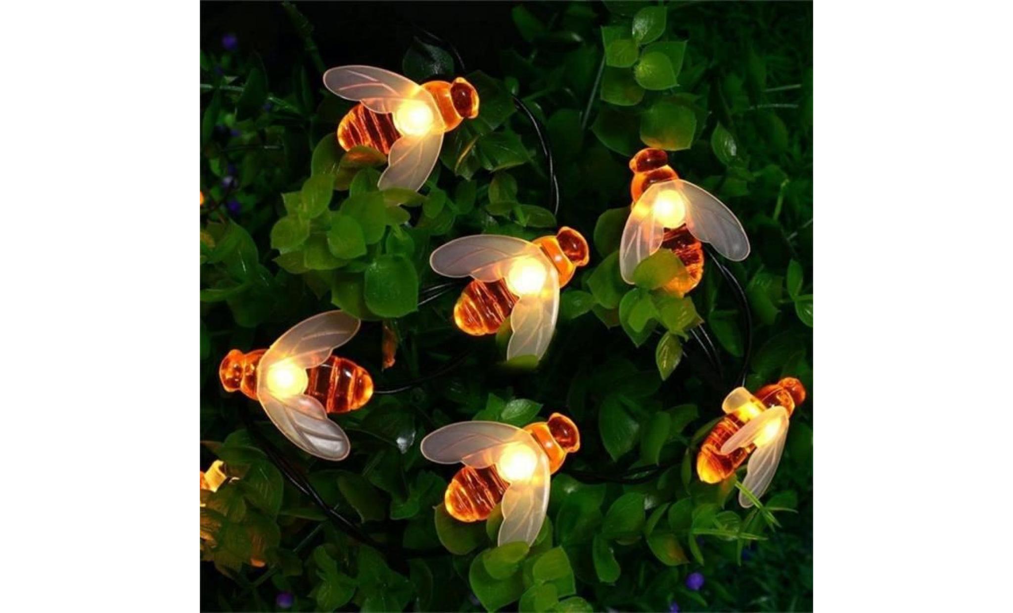 décoration de jardin de lumière chaude de forme solaire d'abeille de miel de 30 led de corde imperméable