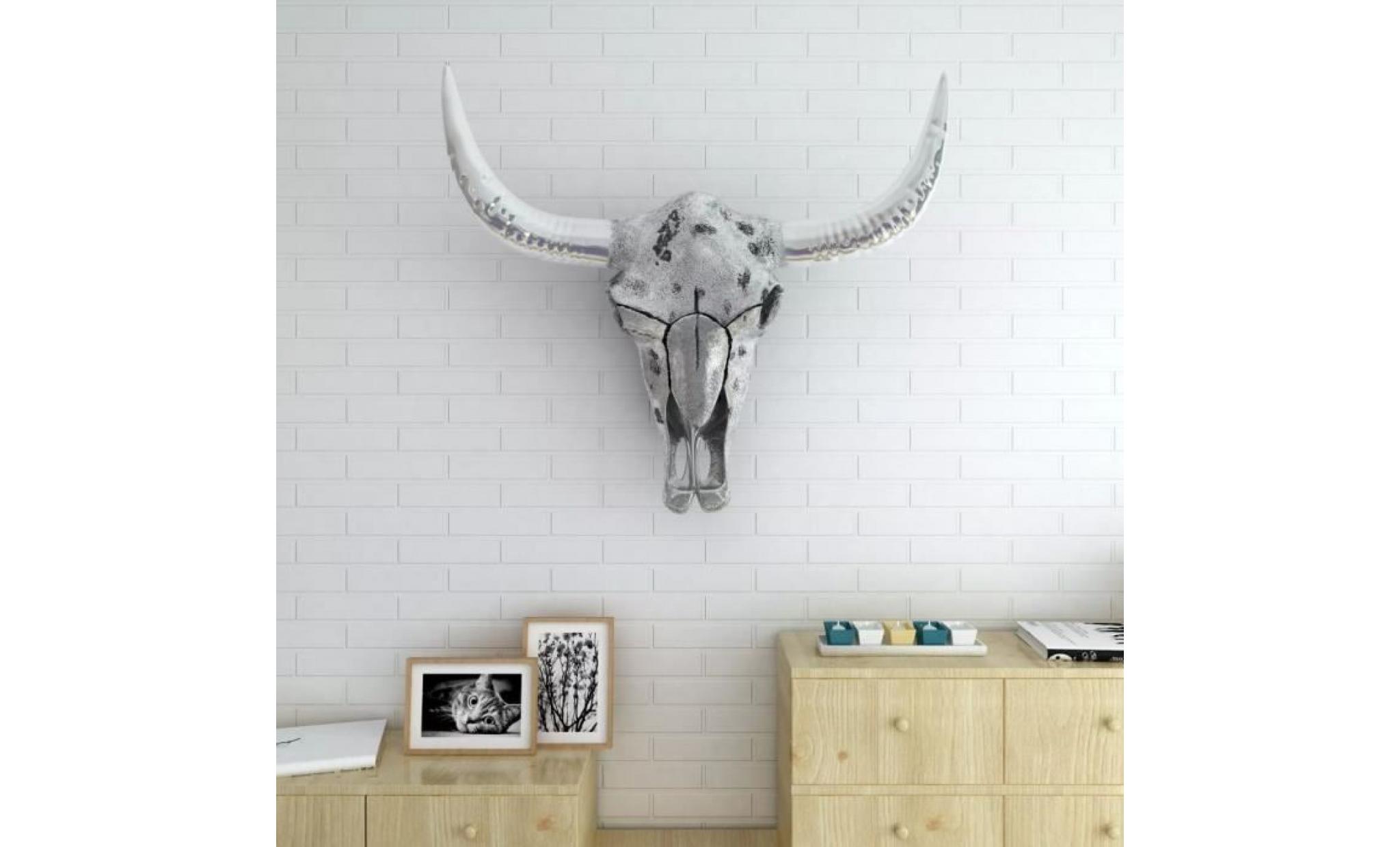 décoration murale en forme de crâne de taureau aluminium argenté   243483 pas cher