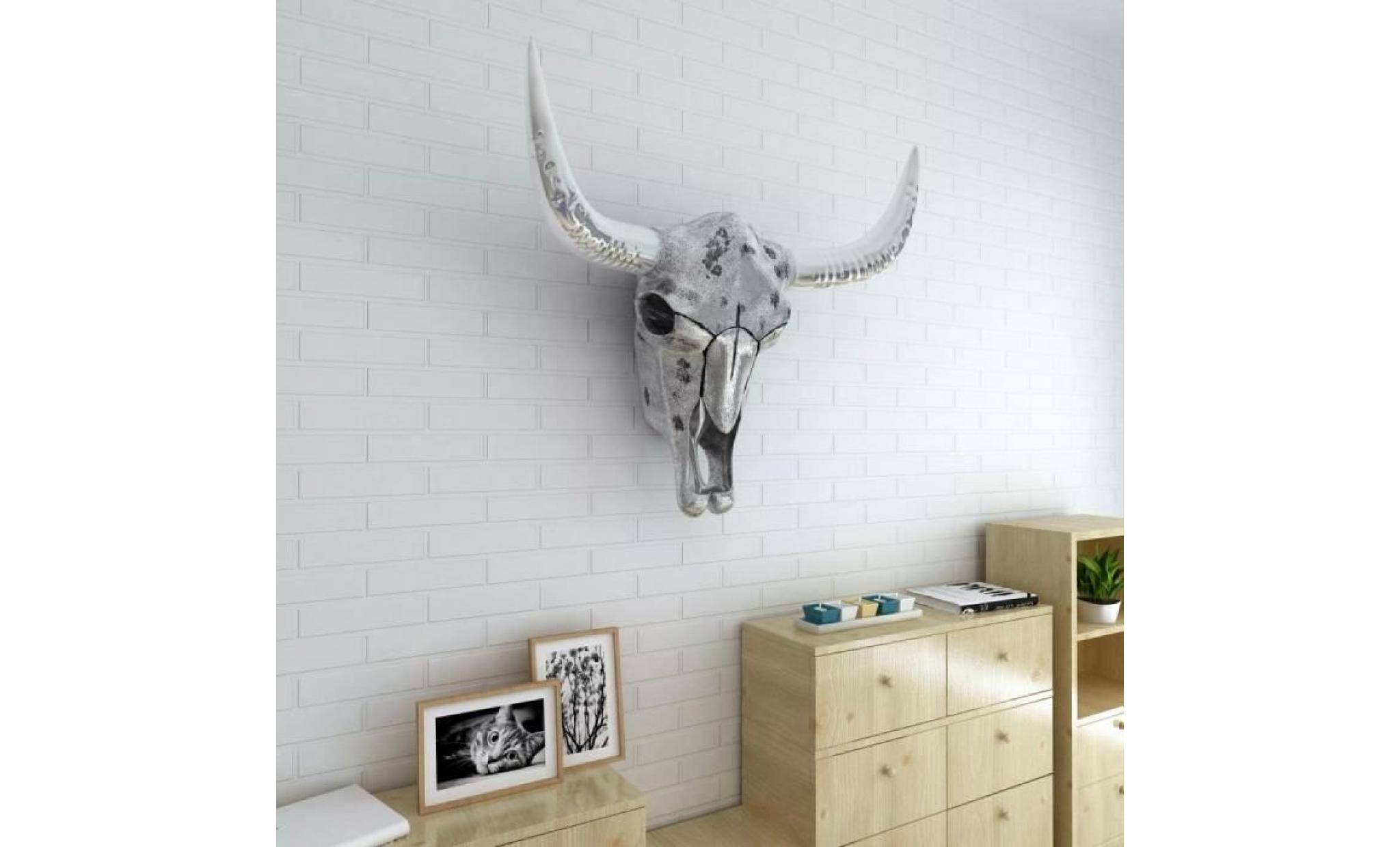 décoration murale en forme de crâne de taureau aluminium argenté   243483 pas cher