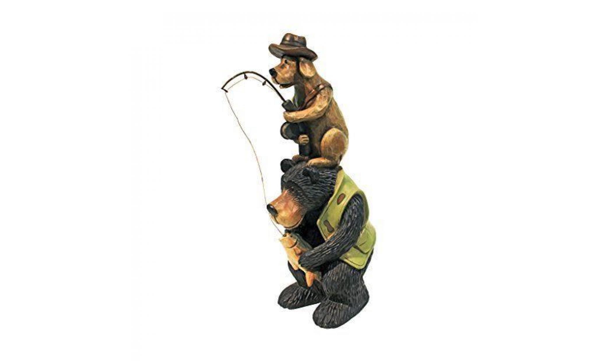 design toscano by blagdon hf665394 statue d'ours et chien pêche résine noir…