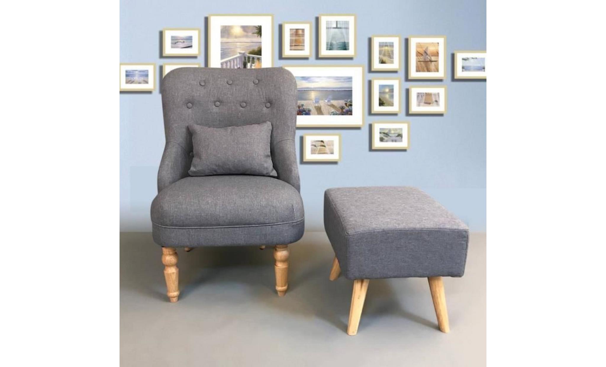 divan classique single place sofa avec tabouret canapé de style royale fauteuil en tissu gris anthracite