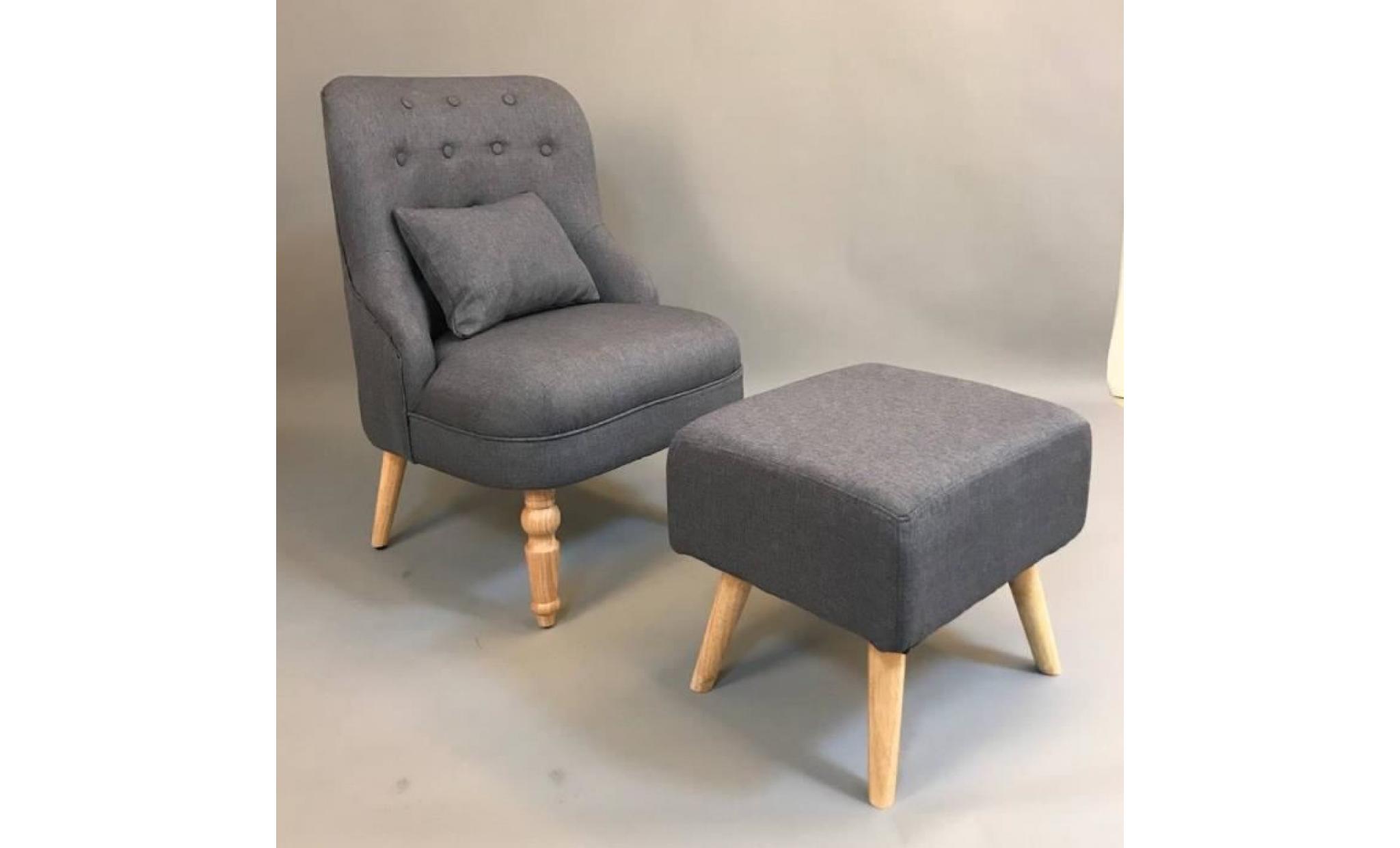 divan classique single place sofa avec tabouret canapé de style royale fauteuil en tissu gris anthracite pas cher