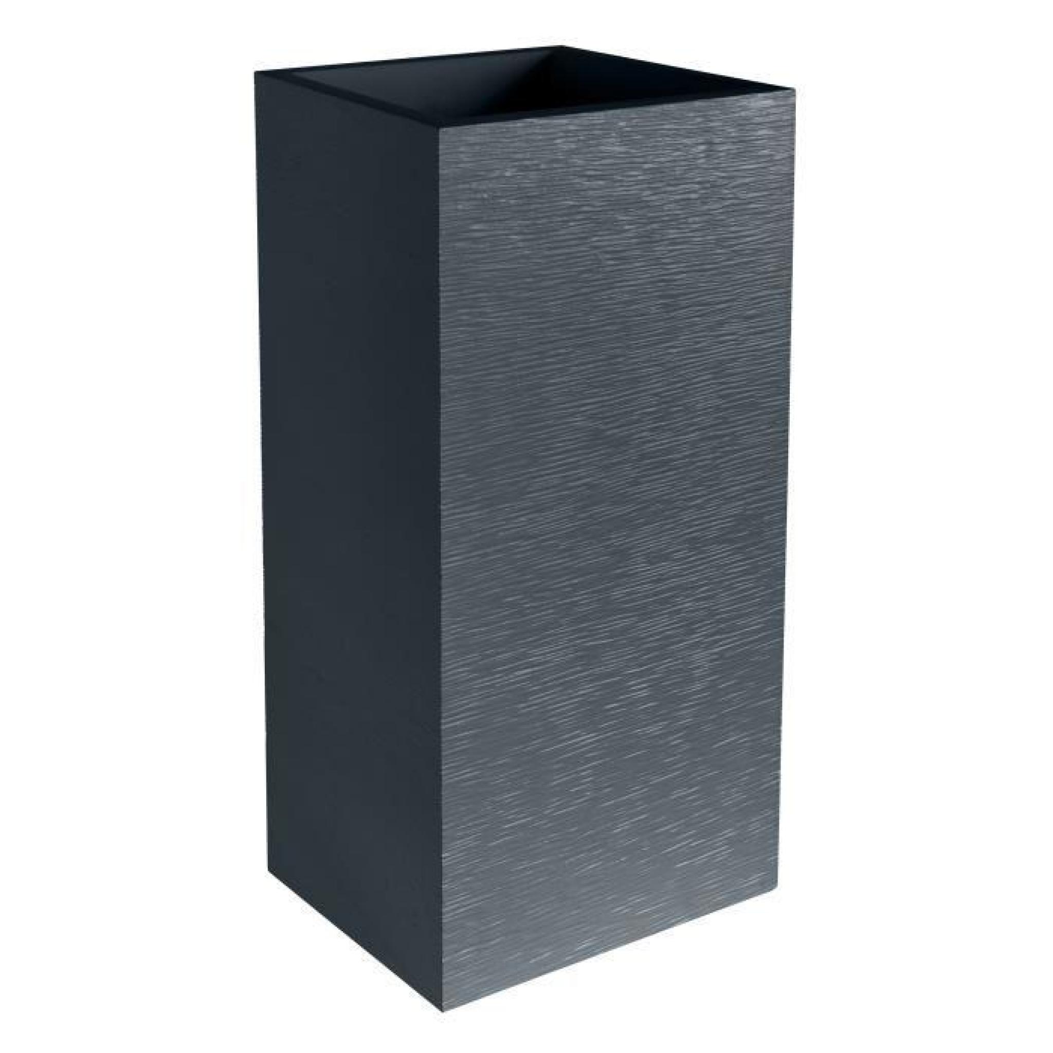 EDA Pot haut carré Graphit 39,5x39,5x80cm - Contenance 31L - Gris anthracite pas cher