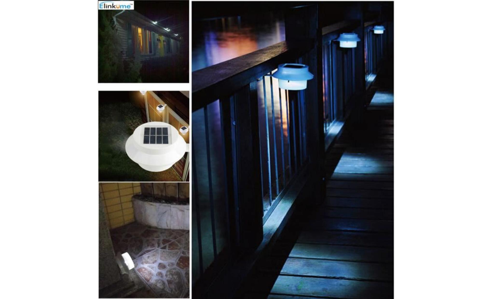 Elinkume les lumières LED jardin-1X 3W énergie solaire LED ,Blanc,3 led,éclairage automatique  pas cher